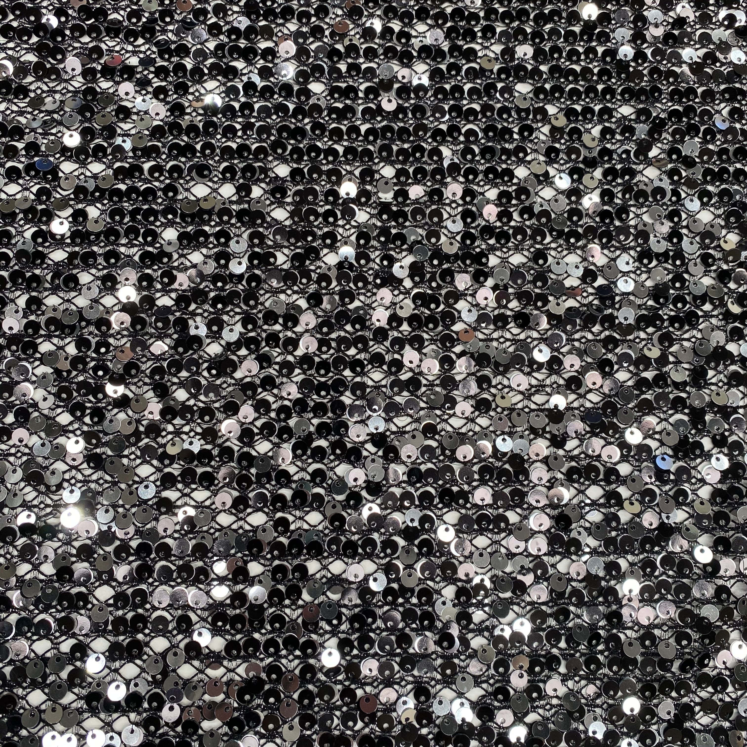 Glitter Sequin Mesh Fabric - Black & Silver Sparkle Material for DIY Costumes, Party Decor, and Fashion Accessories - Perfect for Dresses, Bags, and Home Decoration
