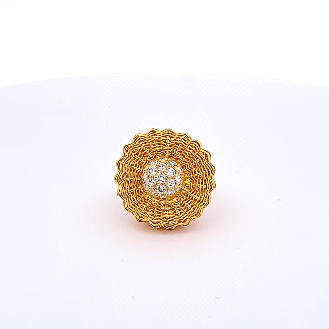 0.22 Carat Round Brilliant F VS1 Diamond 18K Yellow Gold Cocktail Ring for Women - Elegant Engagement, Wedding, Anniversary Gift Idea