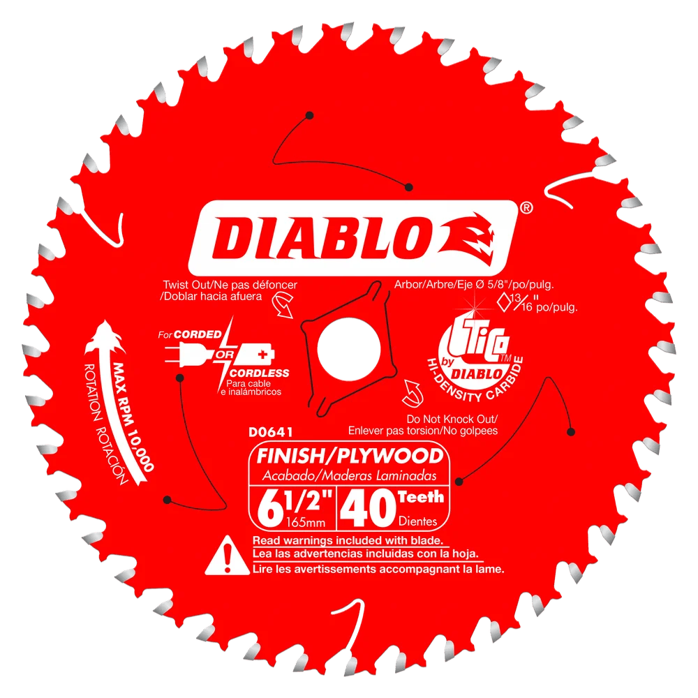 6 1/2 Inch 40-Tooth Finish Trim Saw Blade - 15 Pack - Perfect for Woodworking, Crown Molding & Fine Finish Cuts