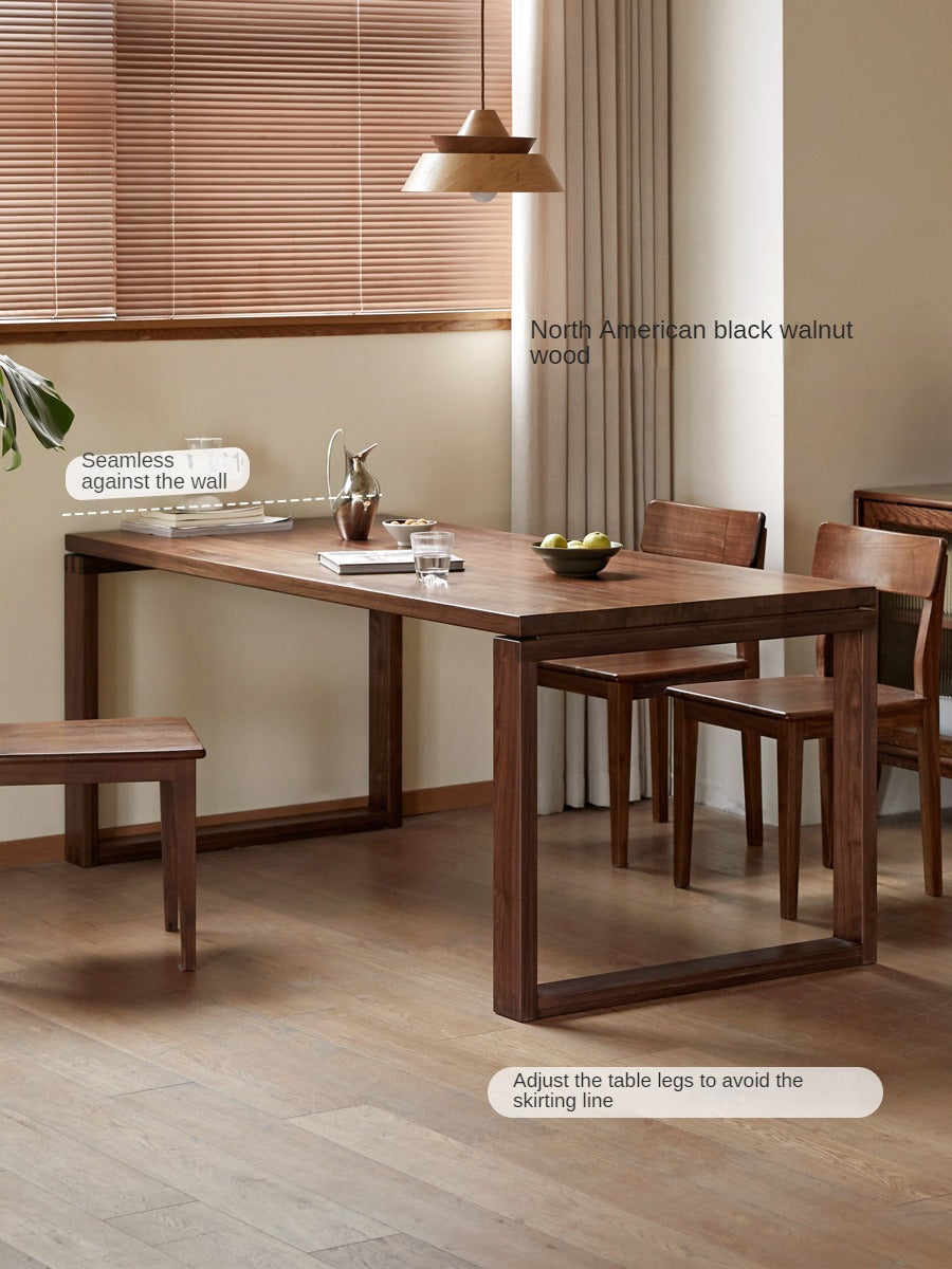 Solid Black Walnut and Oak Wood Long Dining Table - Perfect for Family Gatherings, Dinner Parties & Farmhouse Style Dining Rooms