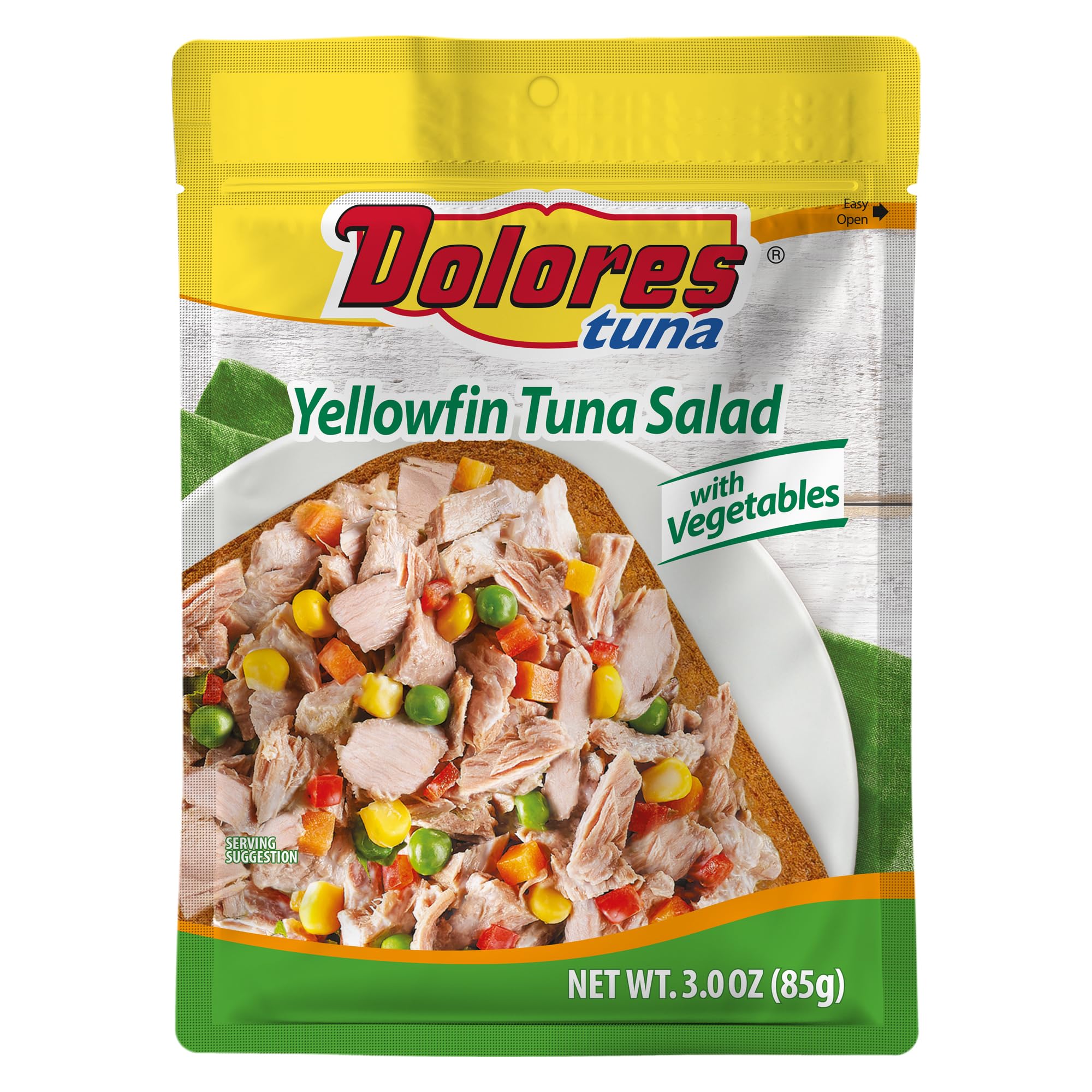 Premium Dolores Chunk Light Yellowfin Tuna Salad with Mixed Vegetables - 3 oz Cans (Pack of 24) | High Protein, Low Carb Meal for Lunches, Camping & Emergency Food Supply