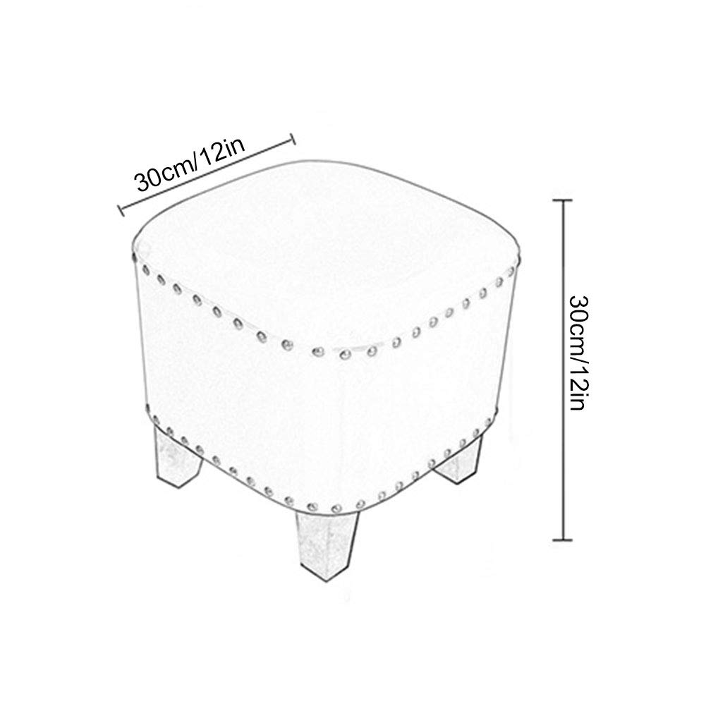 Premium Leather Upholstered Ottoman Footstool with Decorative Square Rivets - Versatile Footrest, Sofa Seat & Shoe Changing Stool for Living Room, Bedroom & Entryway