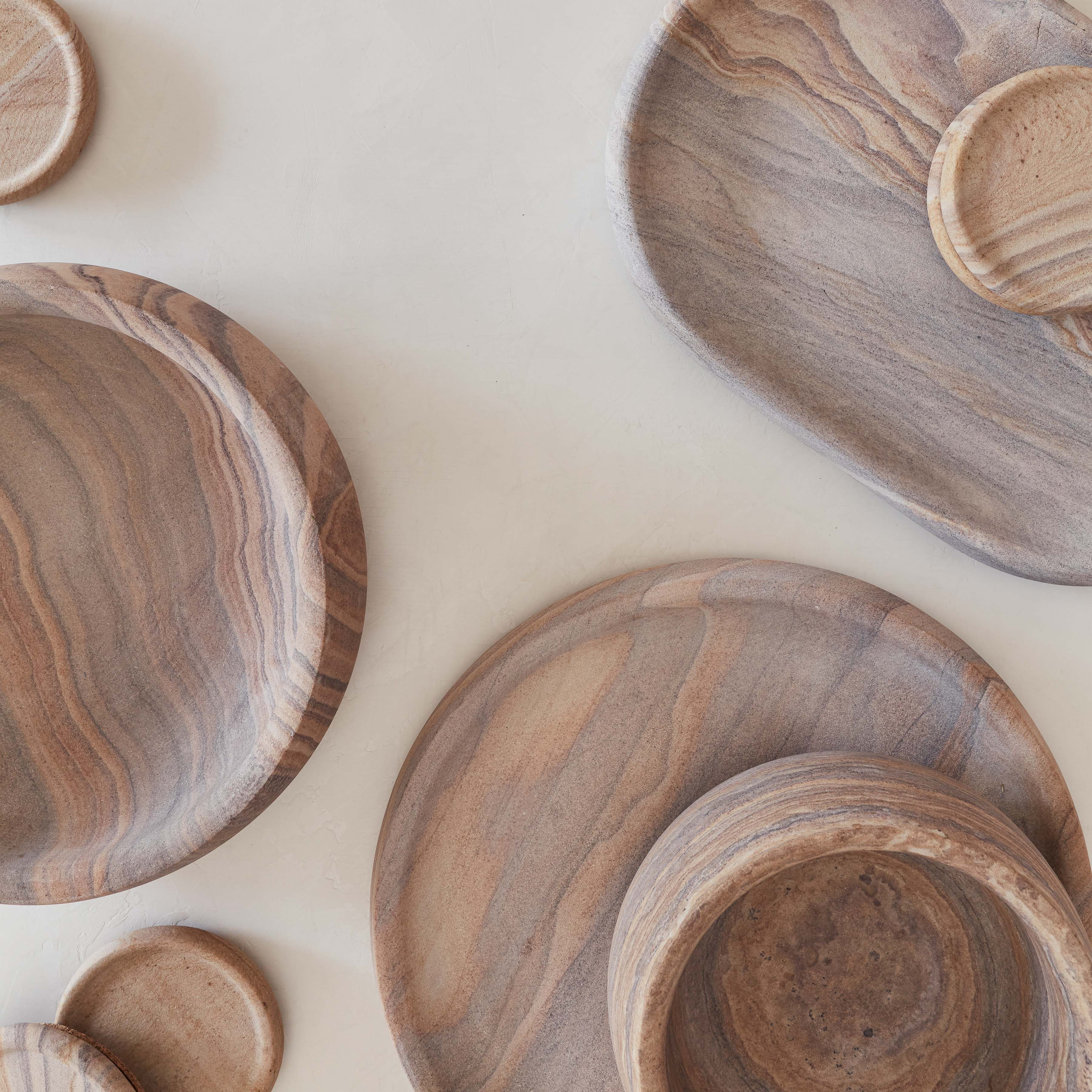 Eshana Handcrafted Sandstone Serving Tray - Natural Stone Appetizer Platter for Cheese, Charcuterie & Entertaining - Perfect for Dining, Kitchen & Home Decor