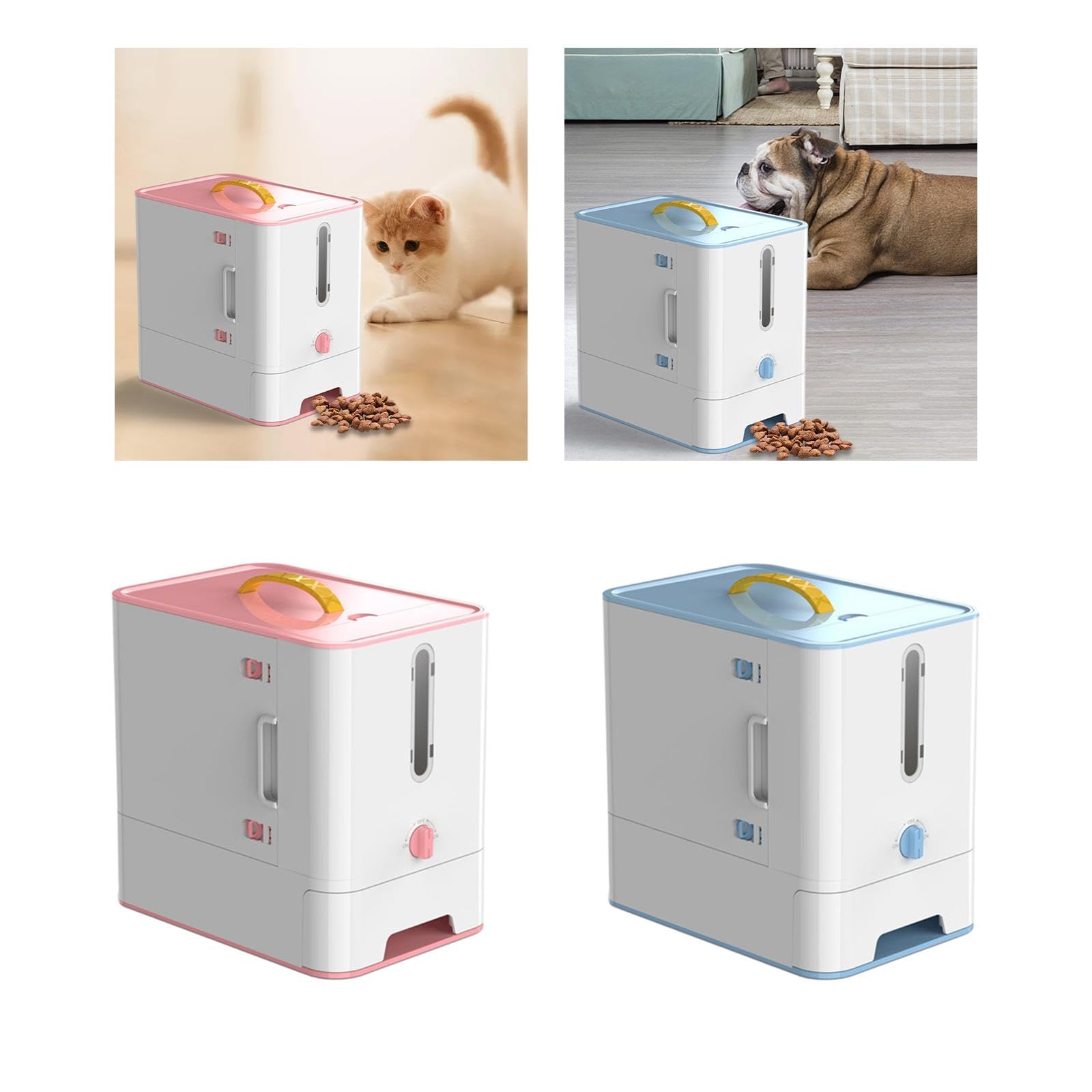 Premium Pet Food Storage Container with Handle - Airtight Dog & Cat Food Treats Holder, Feeder Box in Pink - Ideal for Kitchen, Pantry & Travel Use