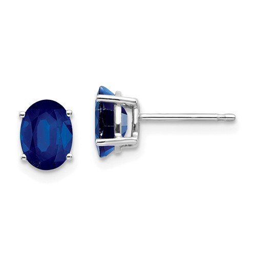 14K Gold 2.10 Carat Oval Blue Sapphire Stud Earrings for Women - Elegant Jewelry Gift for Wedding, Anniversary & Special Occasions