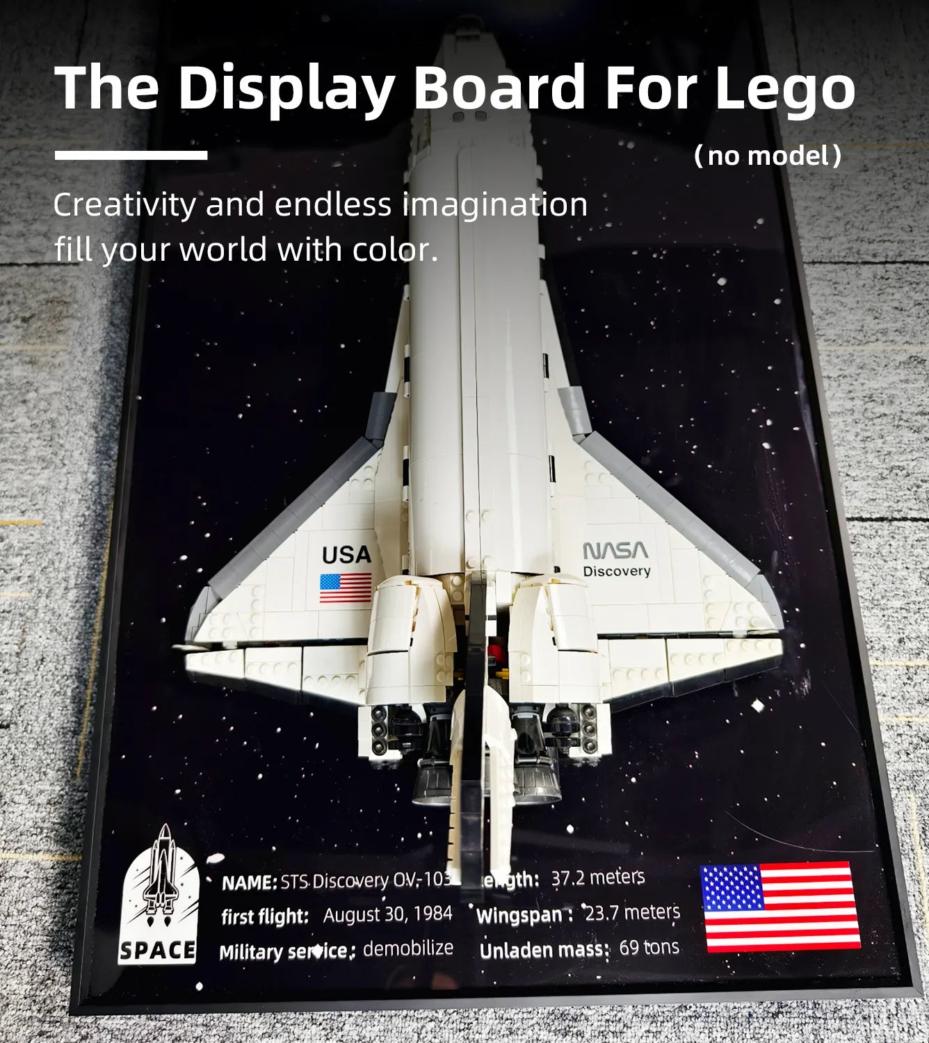 LEGO® 10283 NASA Space Shuttle Discovery Wall Display Frame - Premium Hanging Shelf for LEGO Space Collection - Perfect for Home Office & Game Room Decor