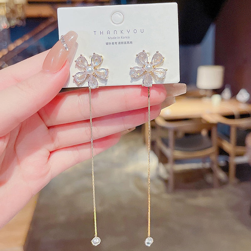 Elegant Women's Long Pearl Tassel Drop Earrings - Perfect for Weddings, Parties & Special Occasions
