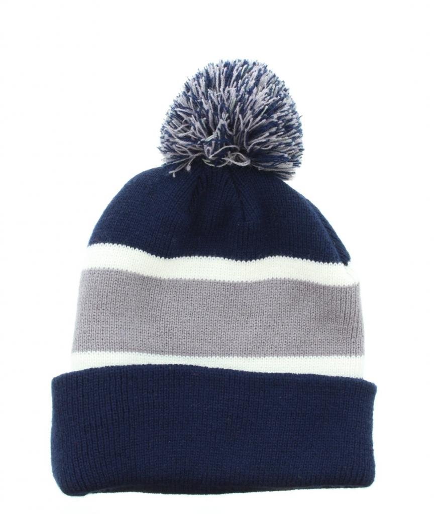 Milani Winter Stripe Thick Pom Beanie with Cuff Skull Cap Hat - Warm Knitted Beanie for Men & Women - Perfect for Snowboarding, Skiing, and Cold Weather Activities