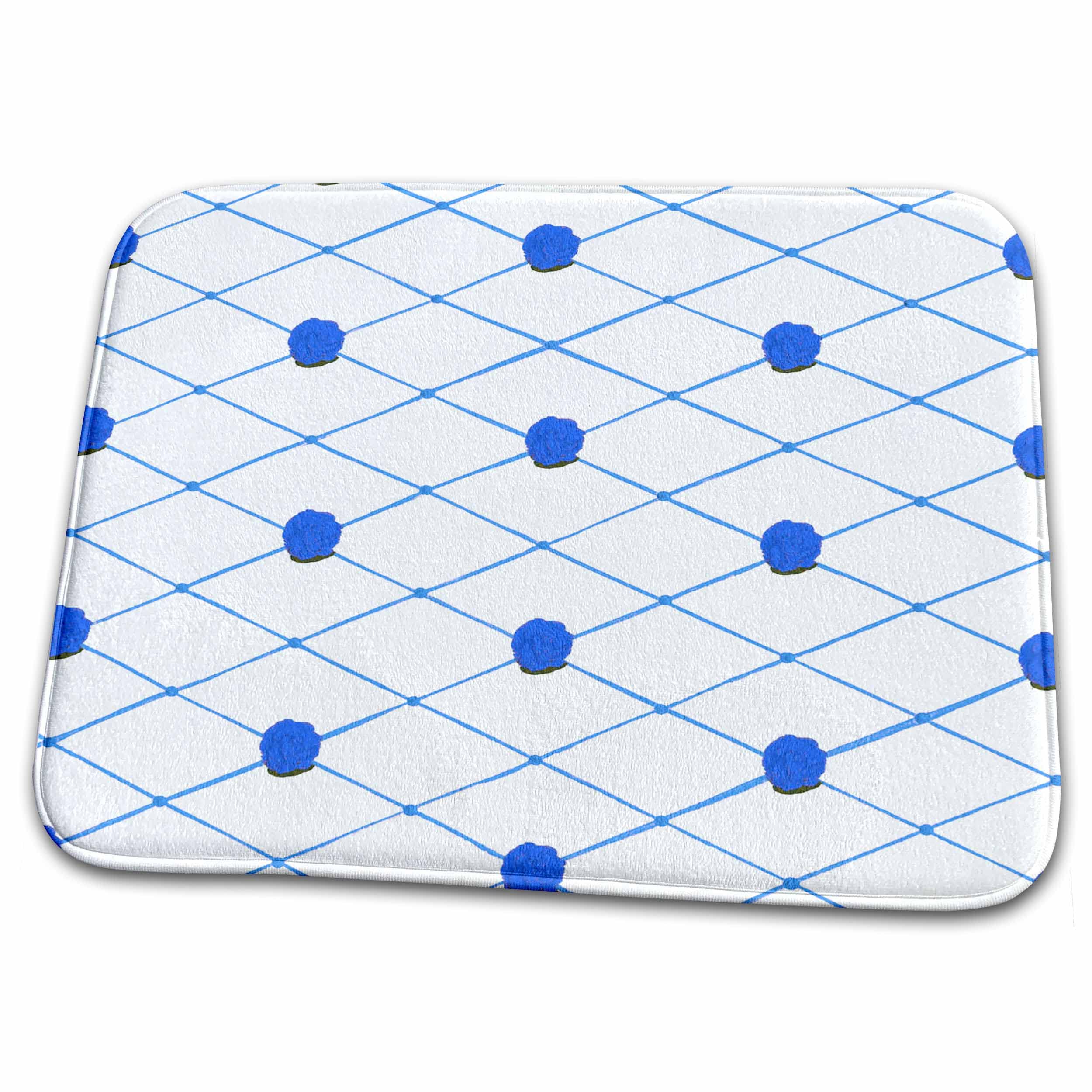 3DRose Blue Criss Cross Diamond Pattern Bath Rug Mat - Non-Slip Absorbent Bathroom Floor Mat for Shower, Tub & Vanity Area - Machine Washable Soft Microfiber (rug-77675-1) - Perfect for Modern Bathrooms, Guest Baths & Spa-Style Decor