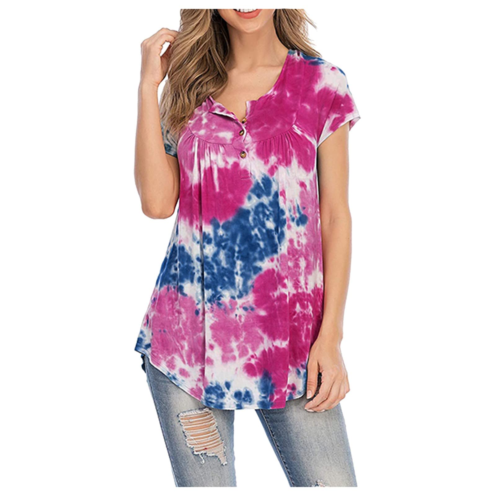**Trendy Sexy Casual Lace Short Sleeve V-Neck Loose T-Shirt for Women – Perfect for Summer Outfits, Dates & Casual Wear**