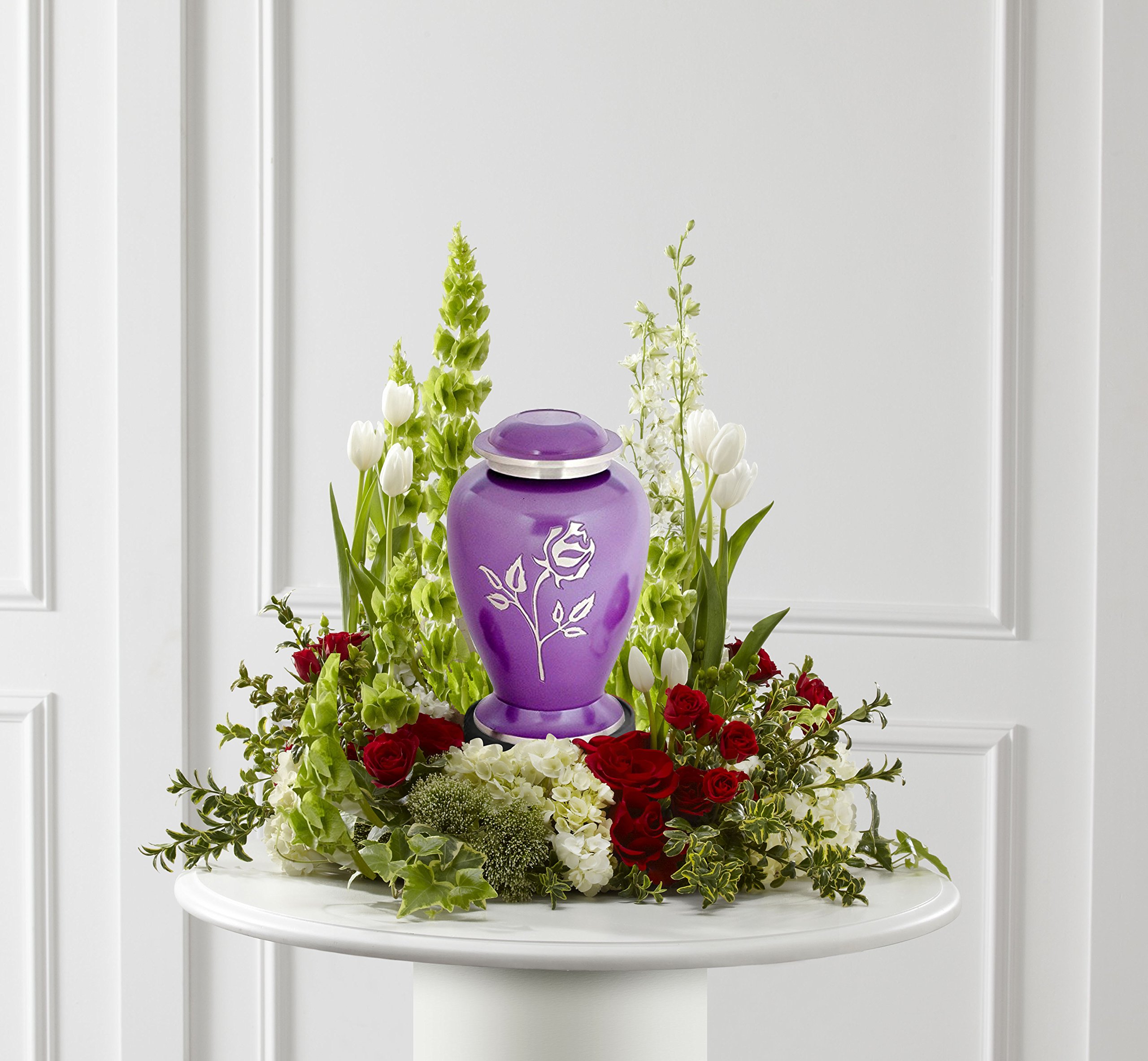 Handcrafted Purple Pearl Rose Brass Cremation Urn for Human Ashes - Engraved Adult Funeral Urn - Affordable Large Urn for Ashes Keepsake - Perfect for Memorial Services & Home Display