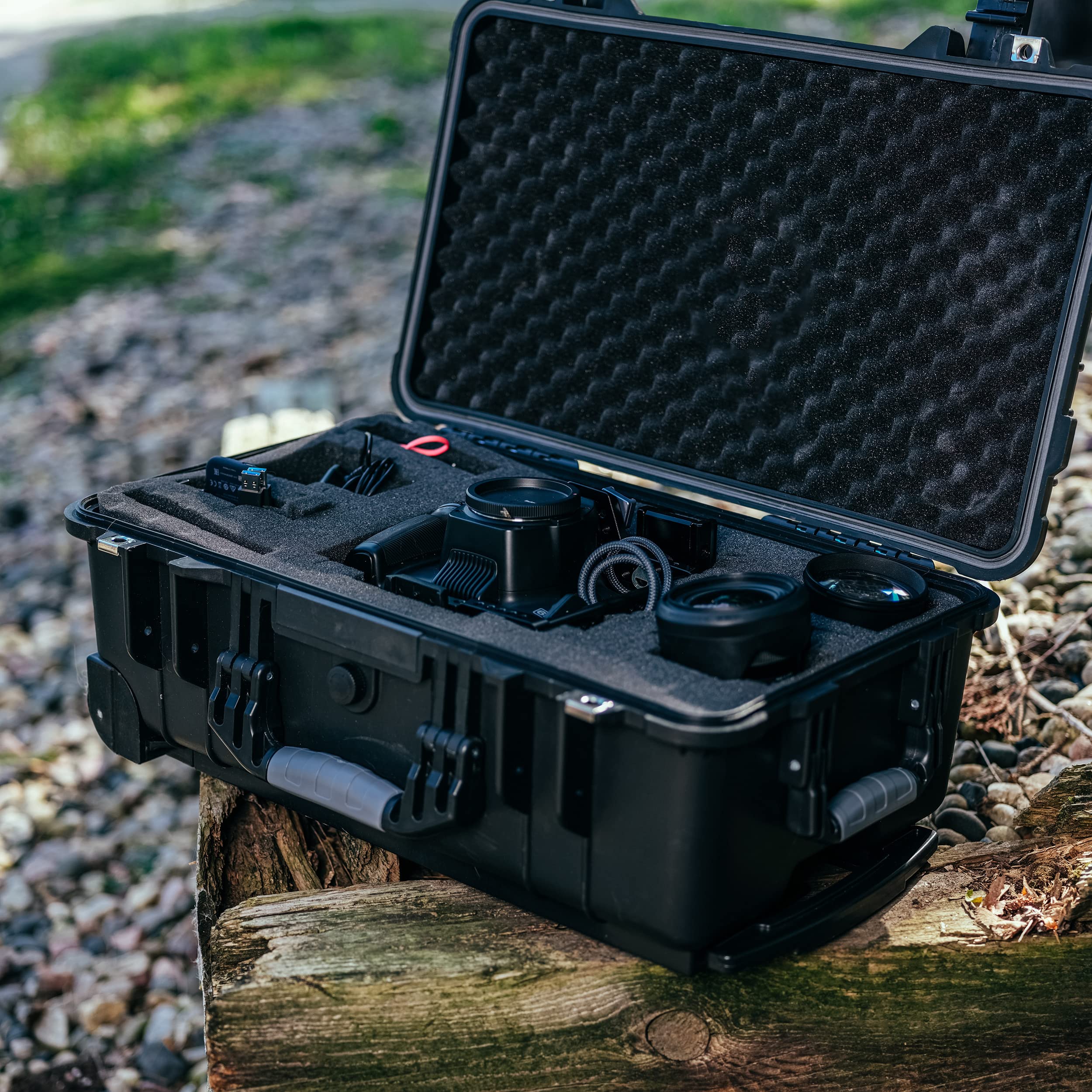 22.4 x 14 x 9.4in Waterproof Wheeled Hard Case with Customizable Foam Padding - Protective Storage for Rifles, Cameras, Drones & Electronics | Perfect for Travel, Outdoor Adventures & Equipment Transport