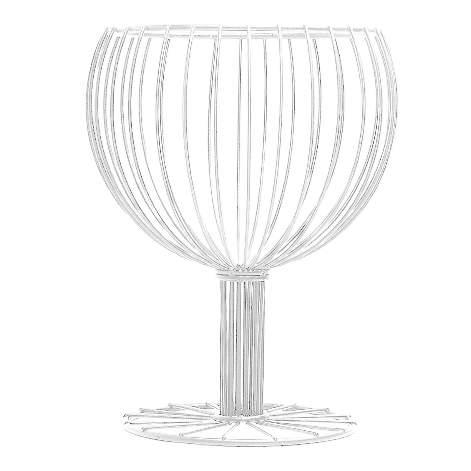 Minimalist White Wire Iron Fruit Basket - Wine Glass Shape Snack & Bread Storage Container for Kitchen, Home Decor, Table Centerpiece | Perfect for Fruits, Pastries, and Kitchen Organization
