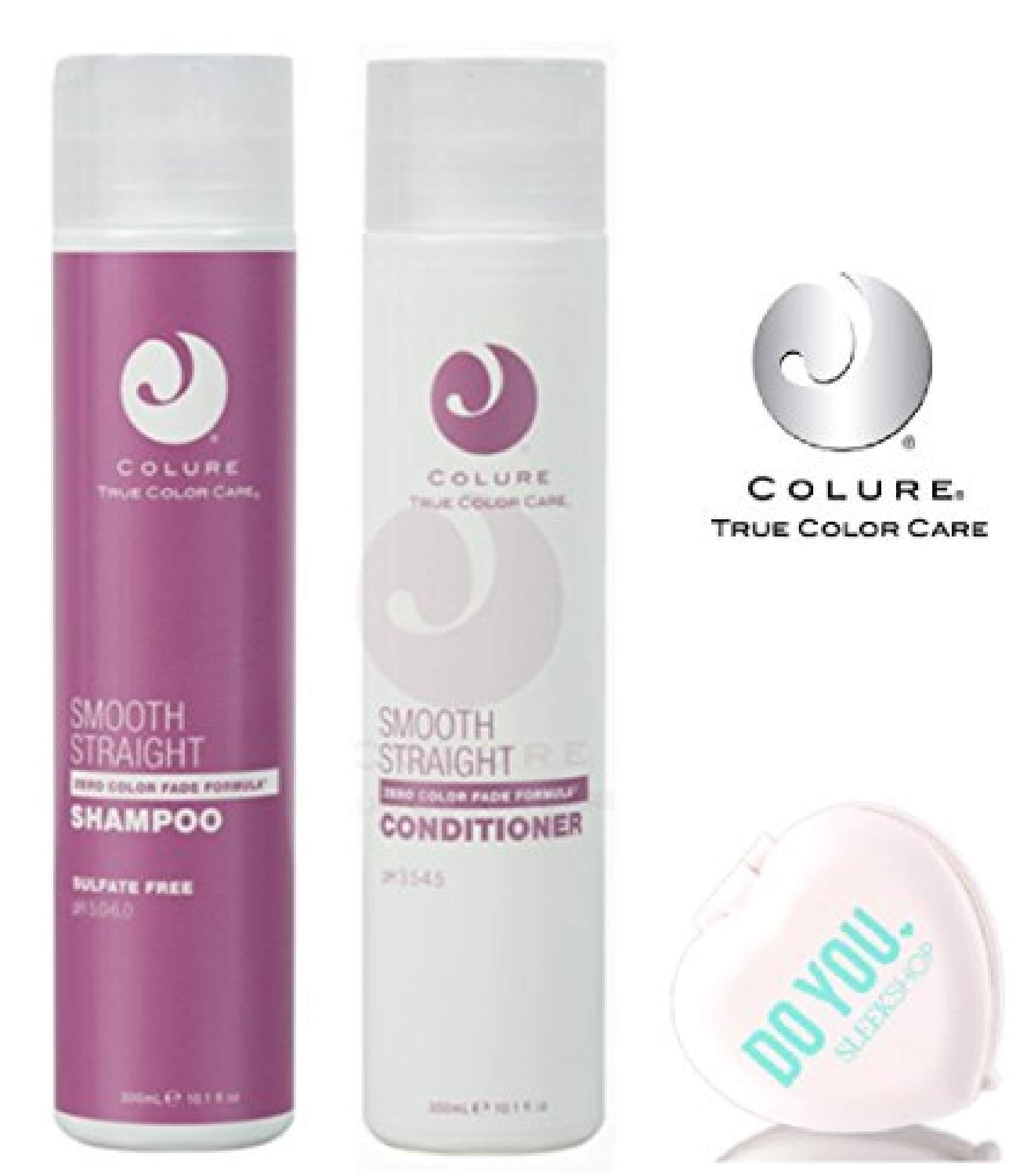 Colure Smooth Straight Shampoo and Conditioner Set for Frizz-Free Hair - 10.1oz/300ml Duo with Free Compact Mirror - Perfect for Travel, Salons & Daily Hair Care