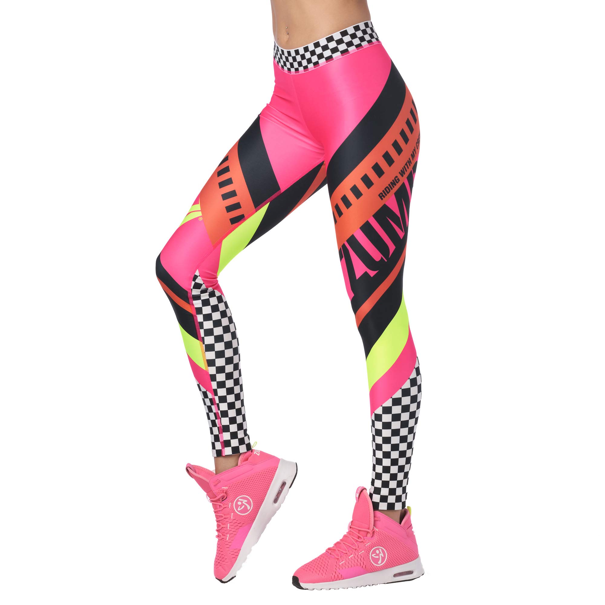 ZUMBA Dance Workout Leggings for Women - High Waist Wide Jacquard Waistband Yoga Pants for Fitness, Dance & Active Lifestyle