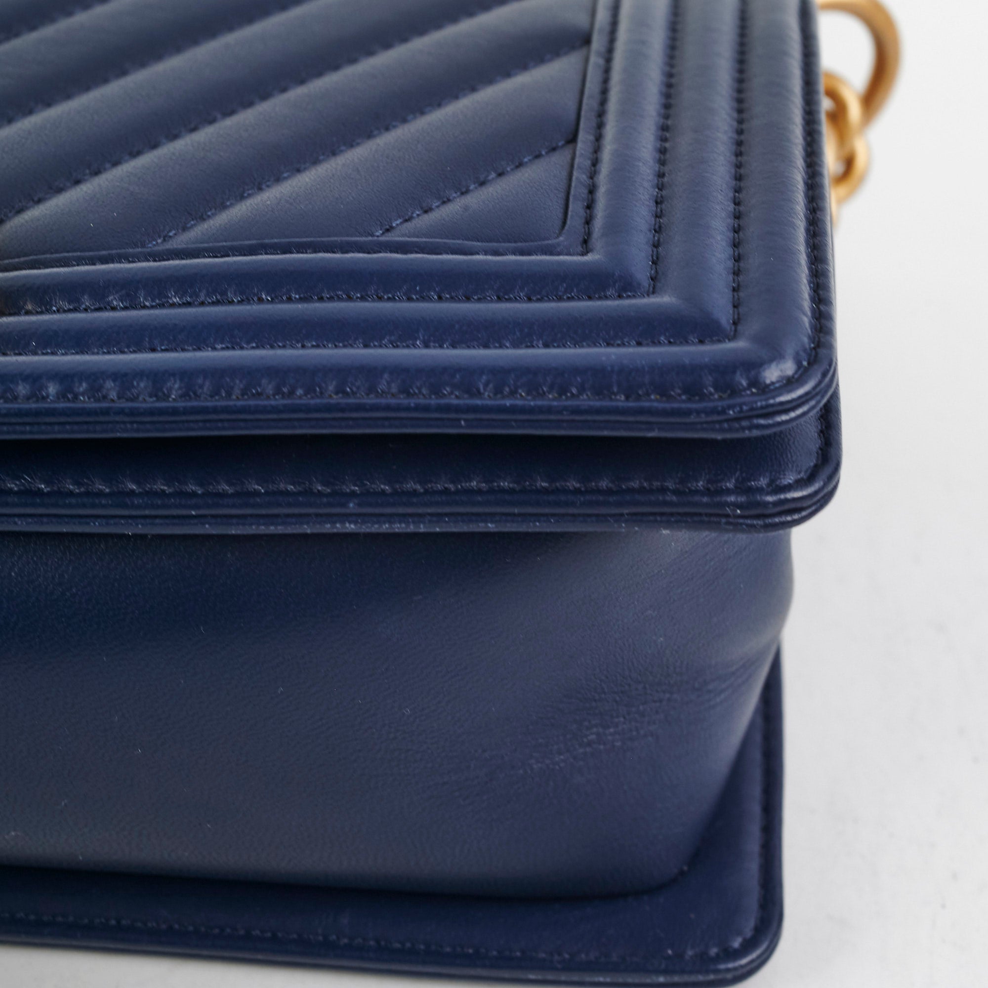 Chanel Old Medium Boy Bag in Blue - Luxury Quilted Leather Crossbody Bag for Women | Perfect for Date Night, Parties & Special Occasions