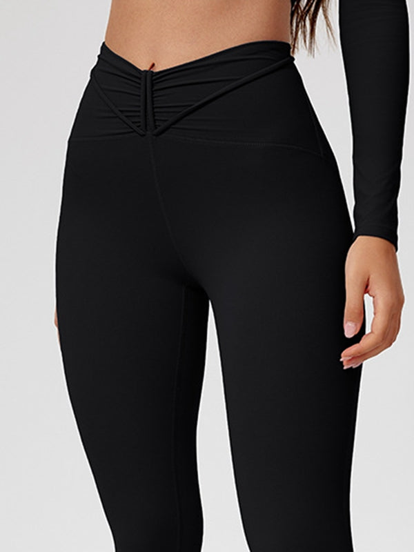 ZASUWA Women's V-Shape Waist High Waist Leggings - Tummy Control Workout Yoga Pants for Running, Gym & Everyday Wear