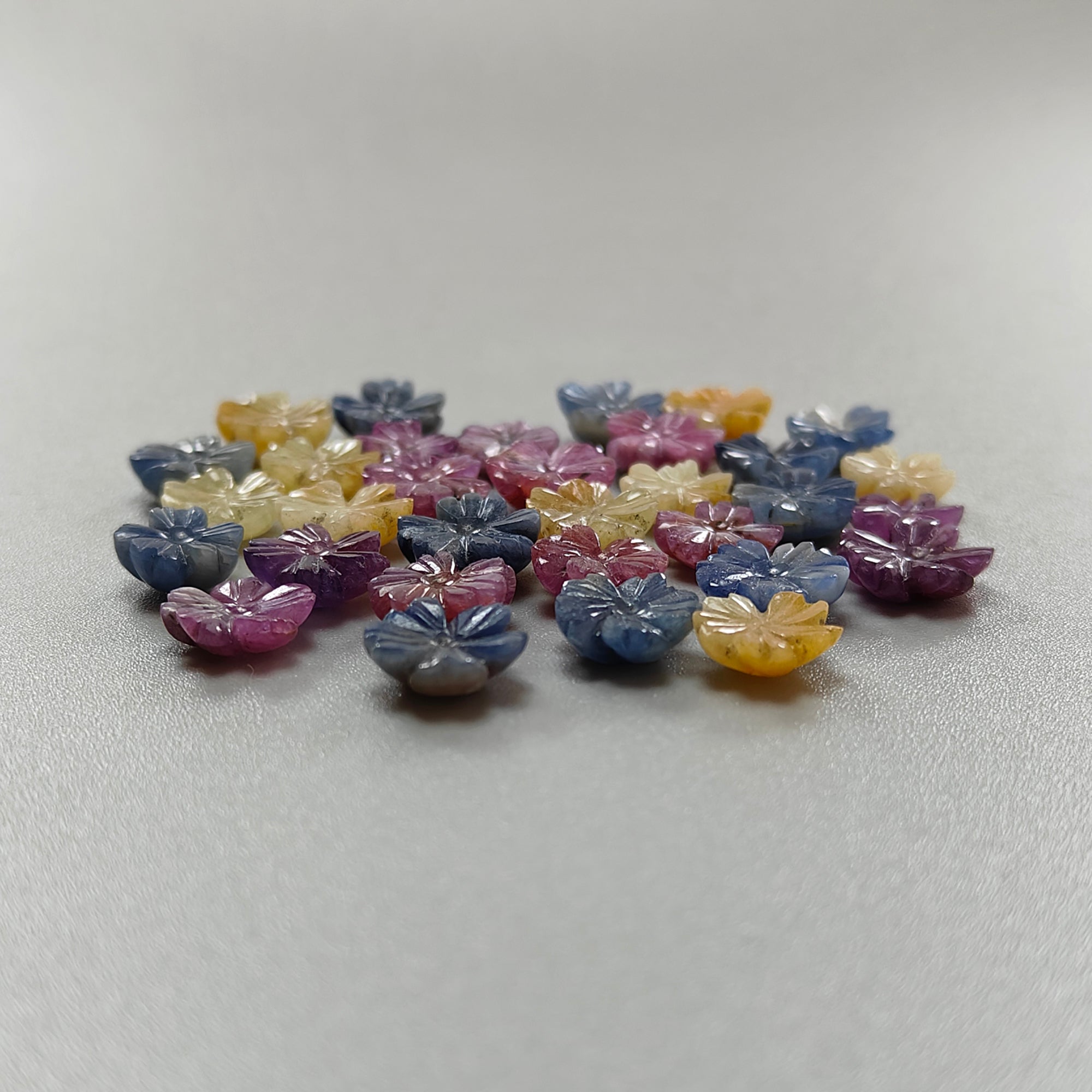 100% Natural Multi Sapphire Gemstone Flower Carving - Hand Carved Jewelry Making Supplies for Necklaces, Rings & DIY Crafts | Perfect for Bohemian Style Accessories & Gift Giving