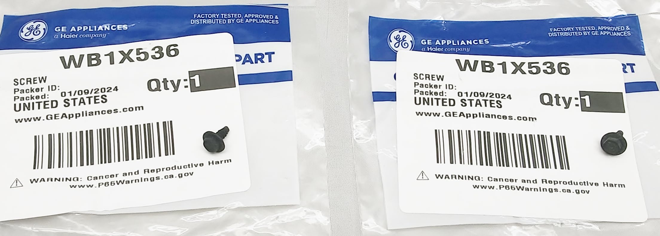 Genuine OEM WB1K5073 High Temperature Screw Set (2 Pack) - 1/2