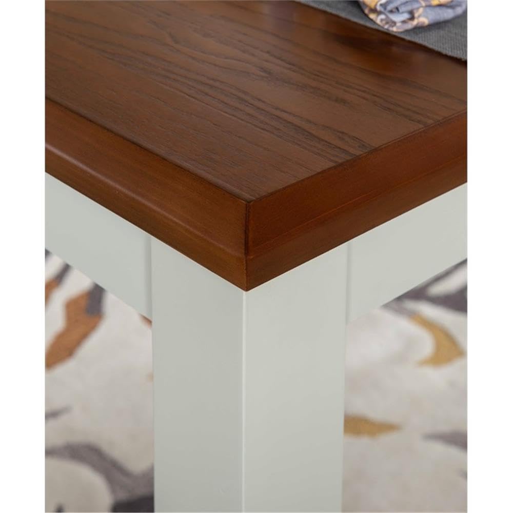 Powell Furniture Linon Jane Wood Dining Table - Vanilla White & Honey Brown Finish - Perfect for Dining Rooms, Kitchens, and Home Decor
