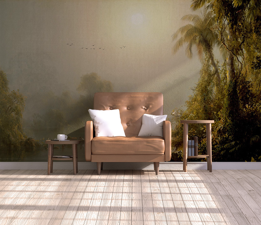 Dark Forest Theme Tropical Wallpaper Mural - Nature-Inspired Wall Decor for Living Room, Bedroom & Office