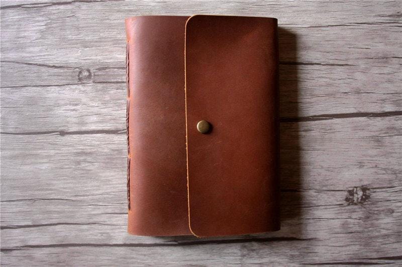 Premium Leather Bound Notebook with Saddle Button - Elegant Journal for Writing, Note Taking & Gift Giving - Perfect for Office, School & Travel Use