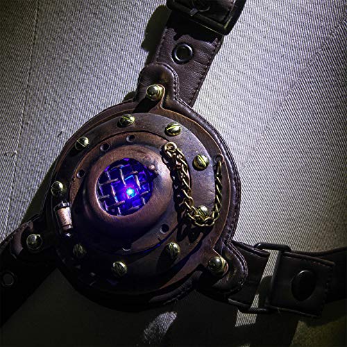 Steampunk Victorian Leather Chest Harness Belt with LED Lights - Gothic Corset Accessory for Cosplay, Halloween, and LARP Costumes