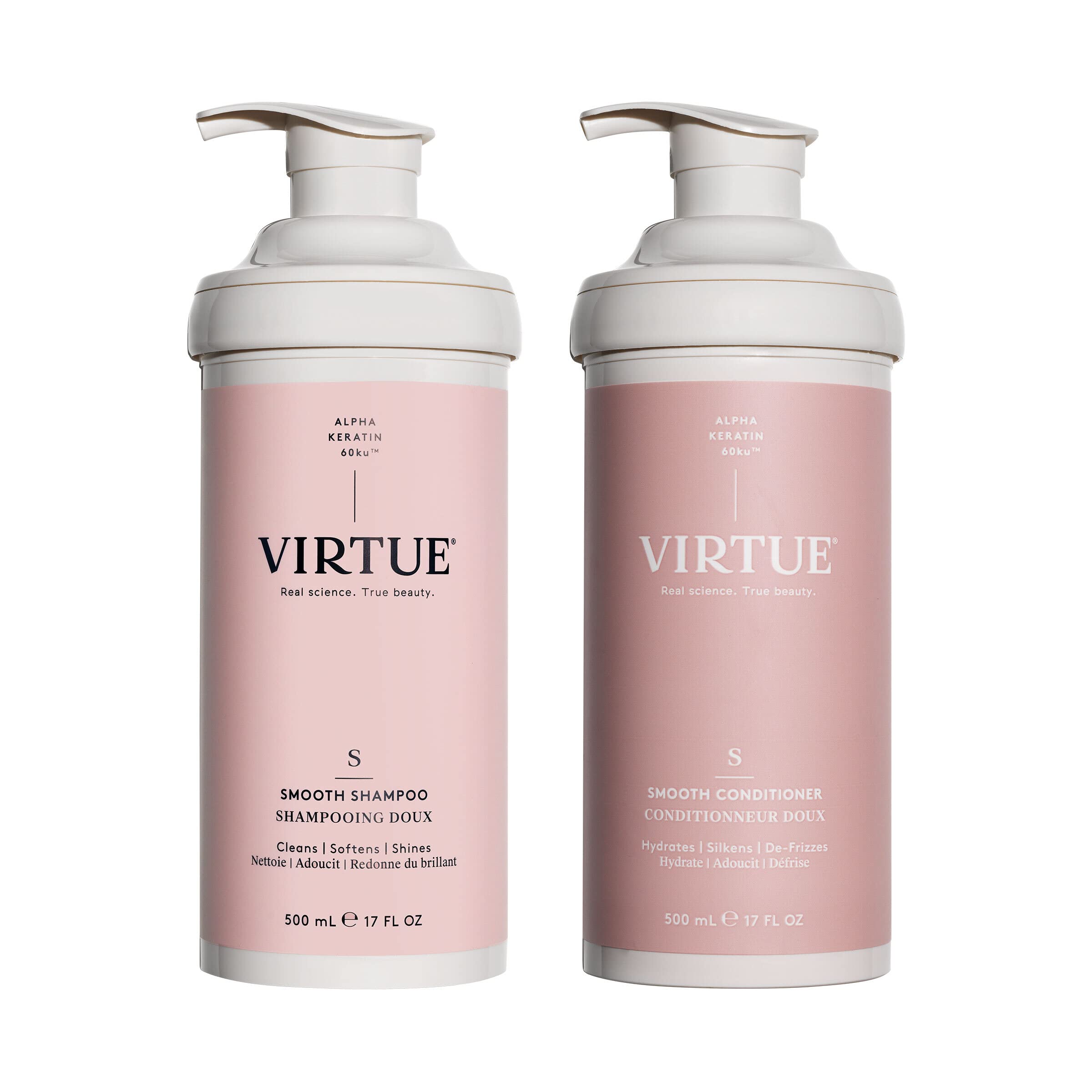 Virtue Smooth Sulfate Free Shampoo & Conditioner Set - Frizz Control for Curly Hair, Safe for All Hair Types & Color Treated Hair | Hydrating Hair Care for Daily Use & Salon Quality Results
