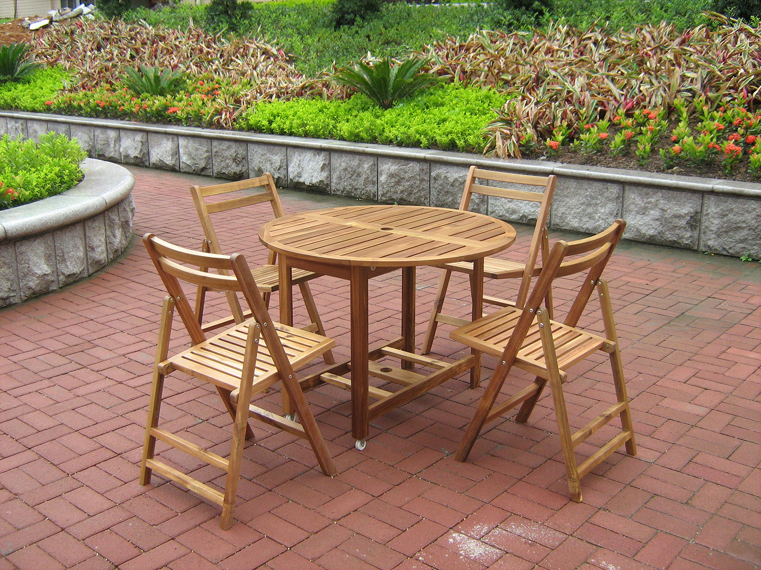 Acacia Wood Folding Dining Table for Outdoor Use - Patio, Deck, Garden, and Backyard Dining Furniture - Perfect for BBQs, Picnics, and Entertaining Guests