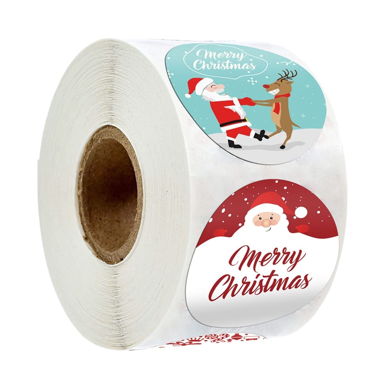 3 Rolls 500pcs/roll 1.5 Inch Cartoon Christmas Stickers - Merry Holiday Thank You Labels for Gift Wrapping, Party Decor, Scrapbooking & DIY Crafts - Festive Sealing Stickers for Cards, Packages & Home Decoration (TIANLILI)