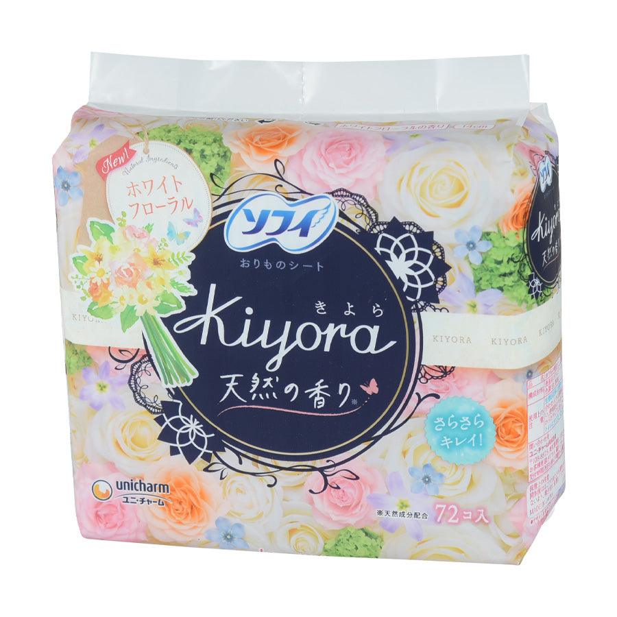 SOFY Kiyora Panty Liners for Women - Ultra Thin Daily Liners with White Floral Design, Breathable & Soft for All-Day Comfort - Perfect for Light Flow, Discharge Protection & Freshness