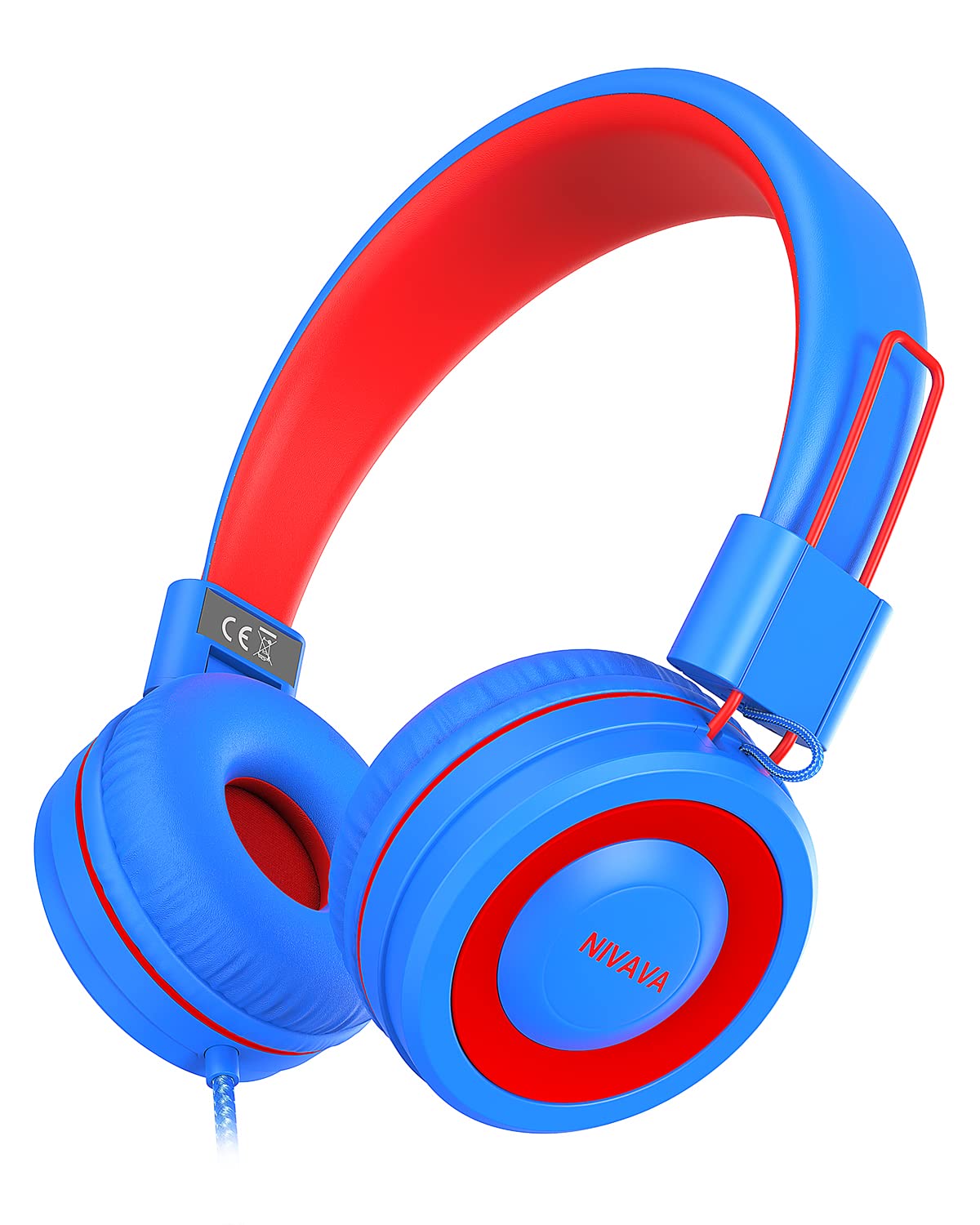 Nivava K8 Wired Headphones for Kids - Adjustable Headband, 3.5mm Jack, Foldable On-Ear Design for School, Travel & Home Use - Compatible with Kindle, Tablet, Cellphone, MP3/4 Players - Perfect for Girls & Boys (Ages 3-12)