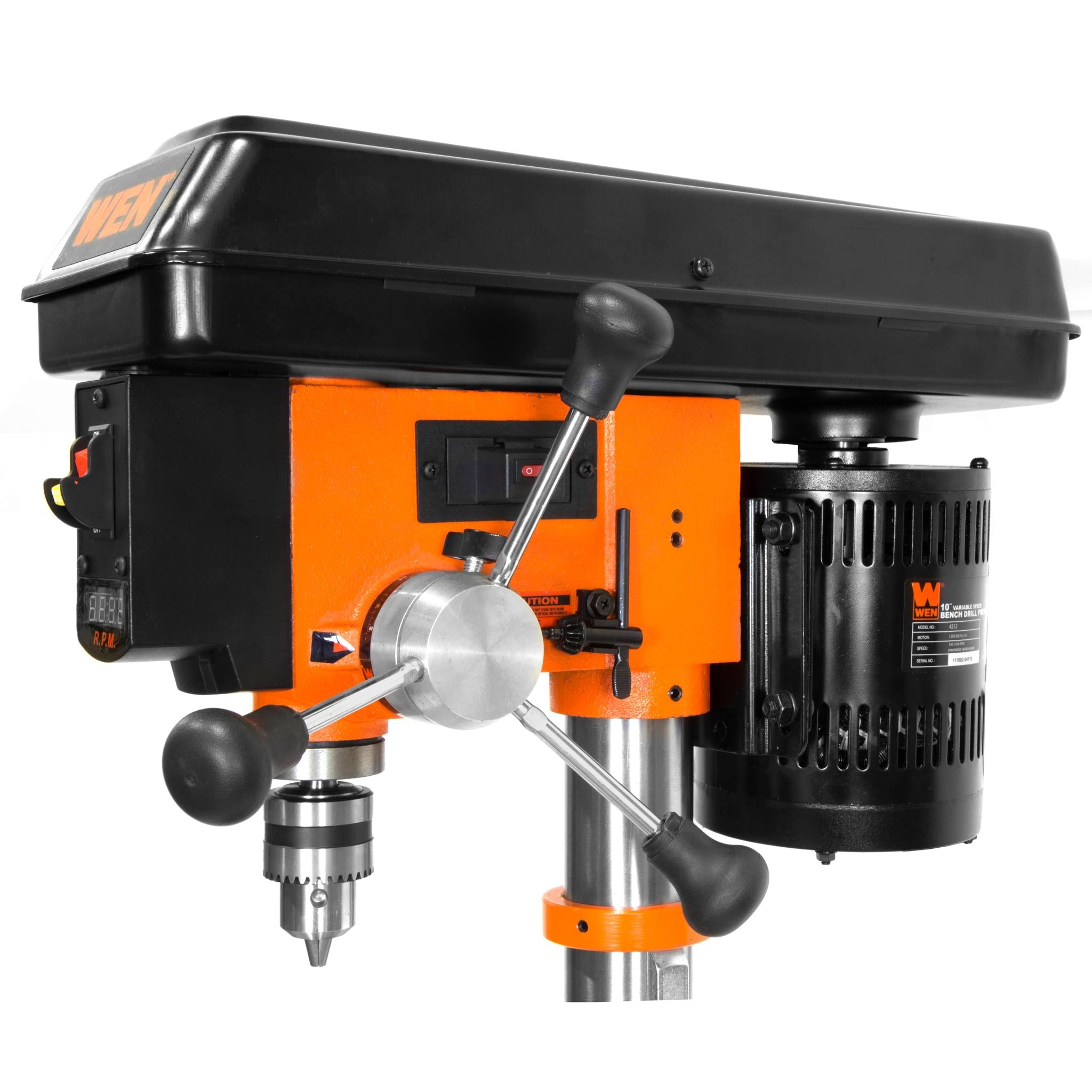 WEN DP1062V 10-Inch Benchtop Drill Press | 6.2 Amp Variable Speed Motor | Cast Iron Construction | Laser Guide | Perfect for Woodworking, Metal Drilling & DIY Projects