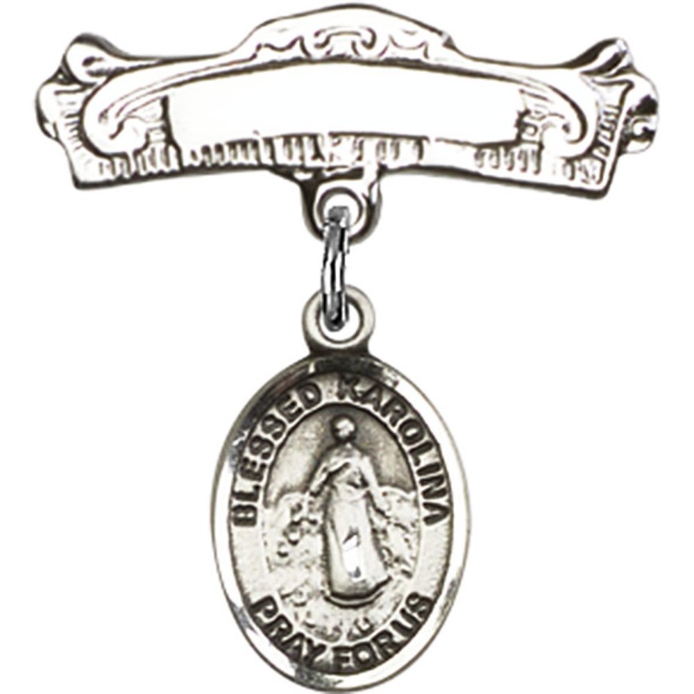 Blessed Karolina Kozkowna Sterling Silver Baby Badge - 7/8 X 7/8 Inch Arch Polished Charm Pin - Perfect for Christenings, Baptisms & First Communion Gifts