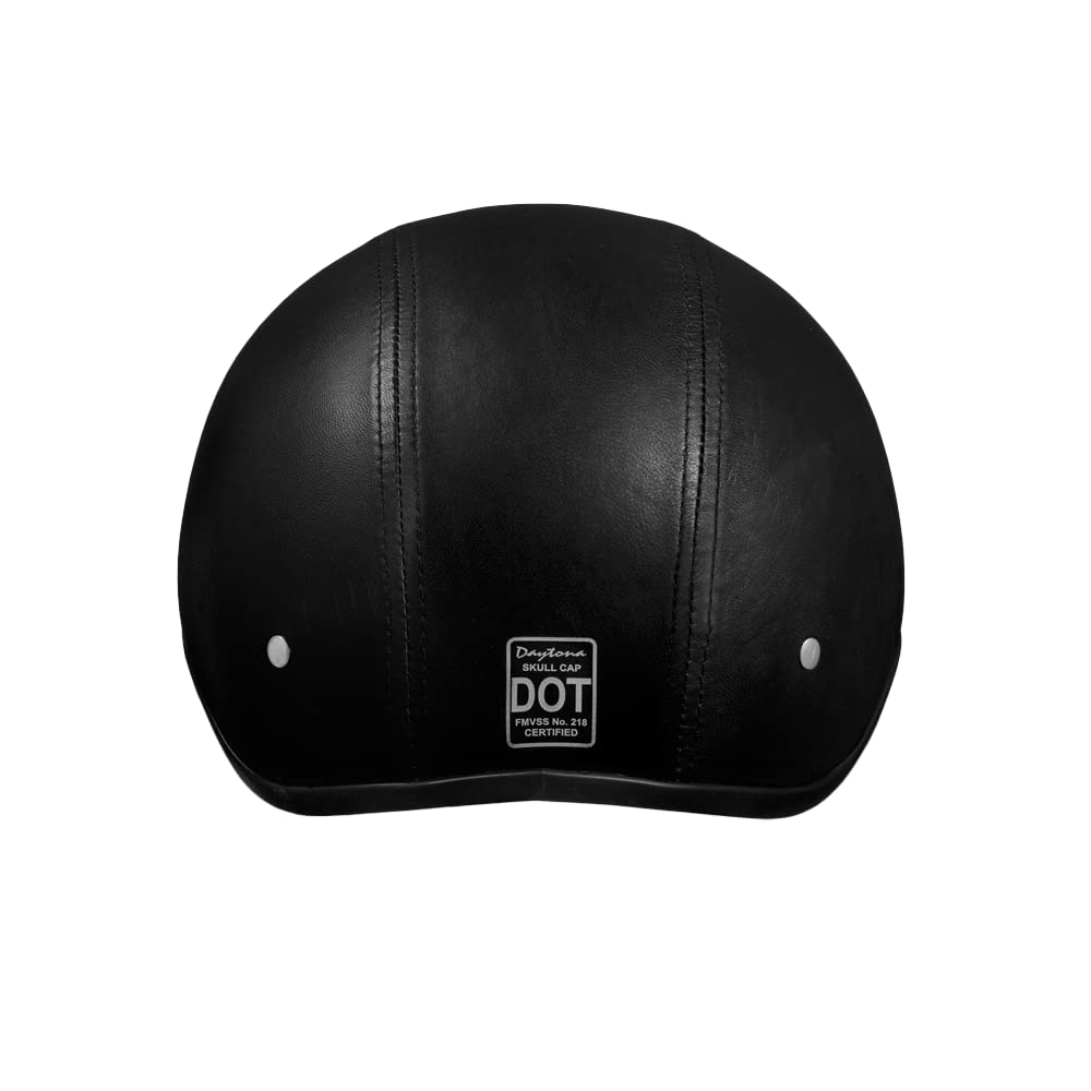 Daytona Half Skull Cap Motorcycle Helmet - DOT Approved Leather Design for Safety & Style | Perfect for Cruiser, Chopper & Street Bike Riders