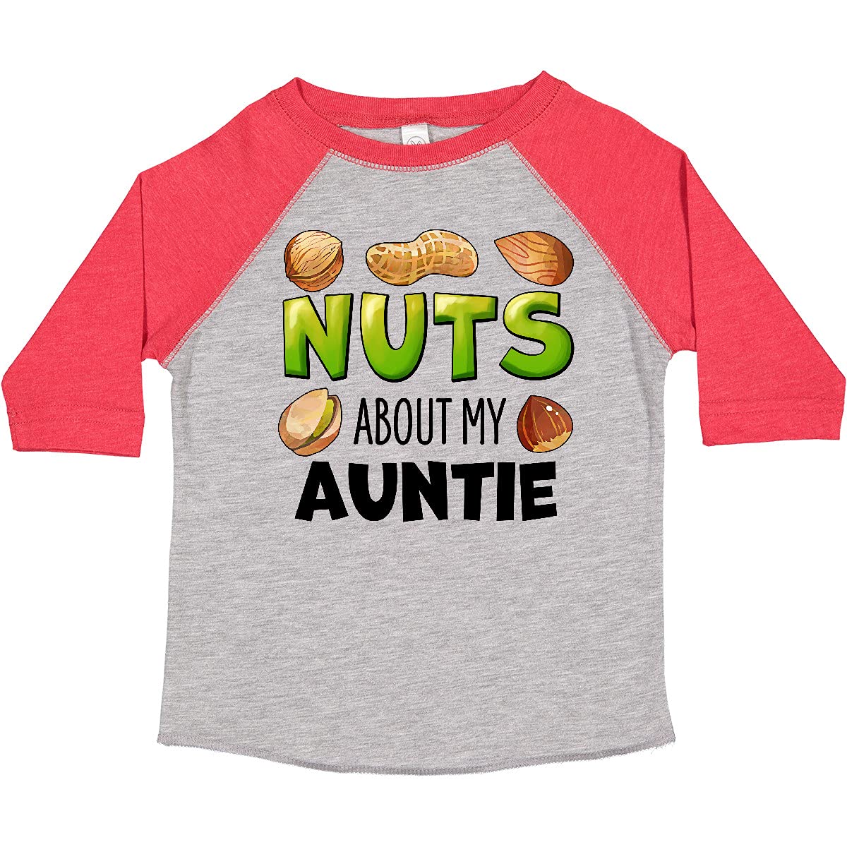 Inktastic 'Nuts About My Auntie' Peanut, Almond, Pistachio Toddler T-Shirt - Cute Funny Graphic Tee for Toddlers, Perfect Gift for Nieces & Aunts, Family Reunions & Casual Outings