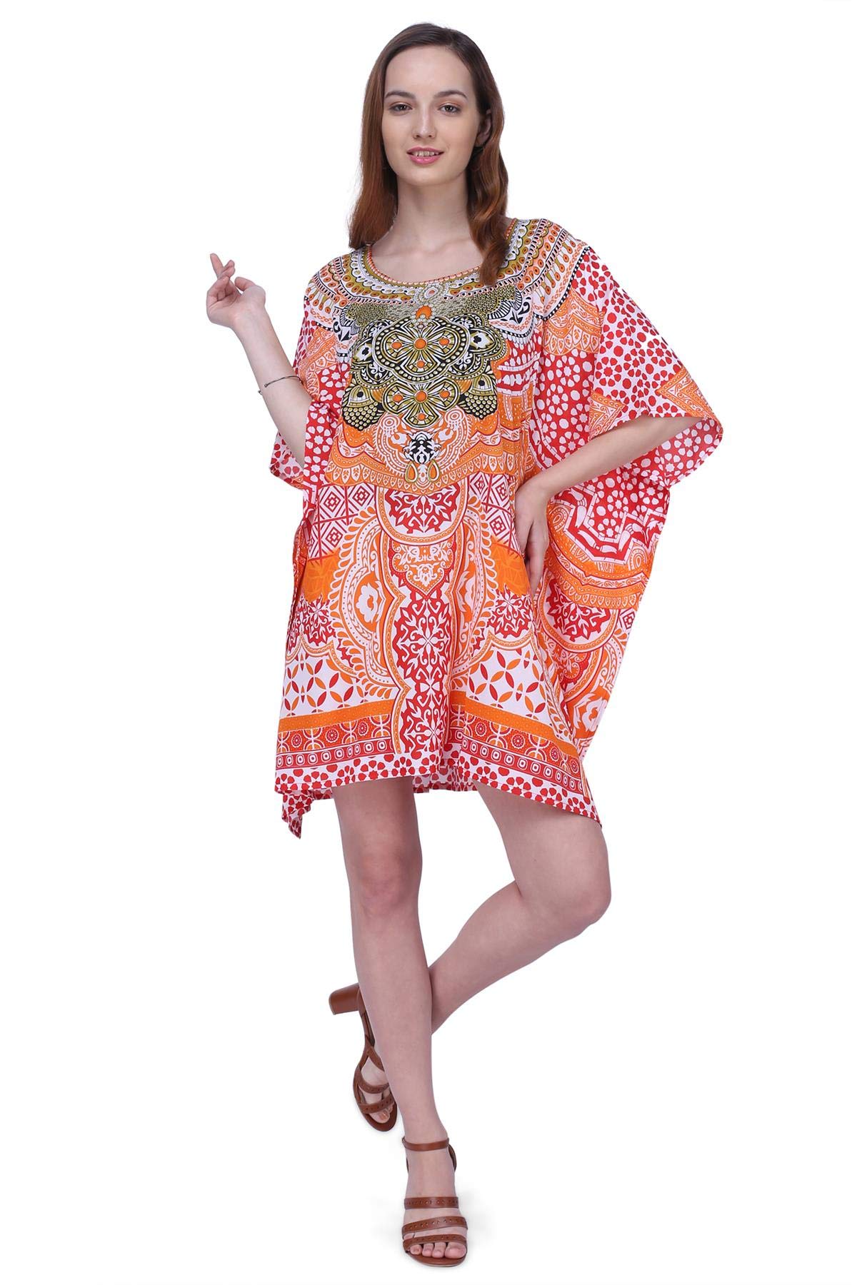 Miss Lavish London Women's Kaftan Tunic Kimono Maxi Dress - Flowy Summer Beach Cover Up Dress for Women Plus Size 0X-5X | Perfect for Vacations, Pool Parties & Boho Fashion