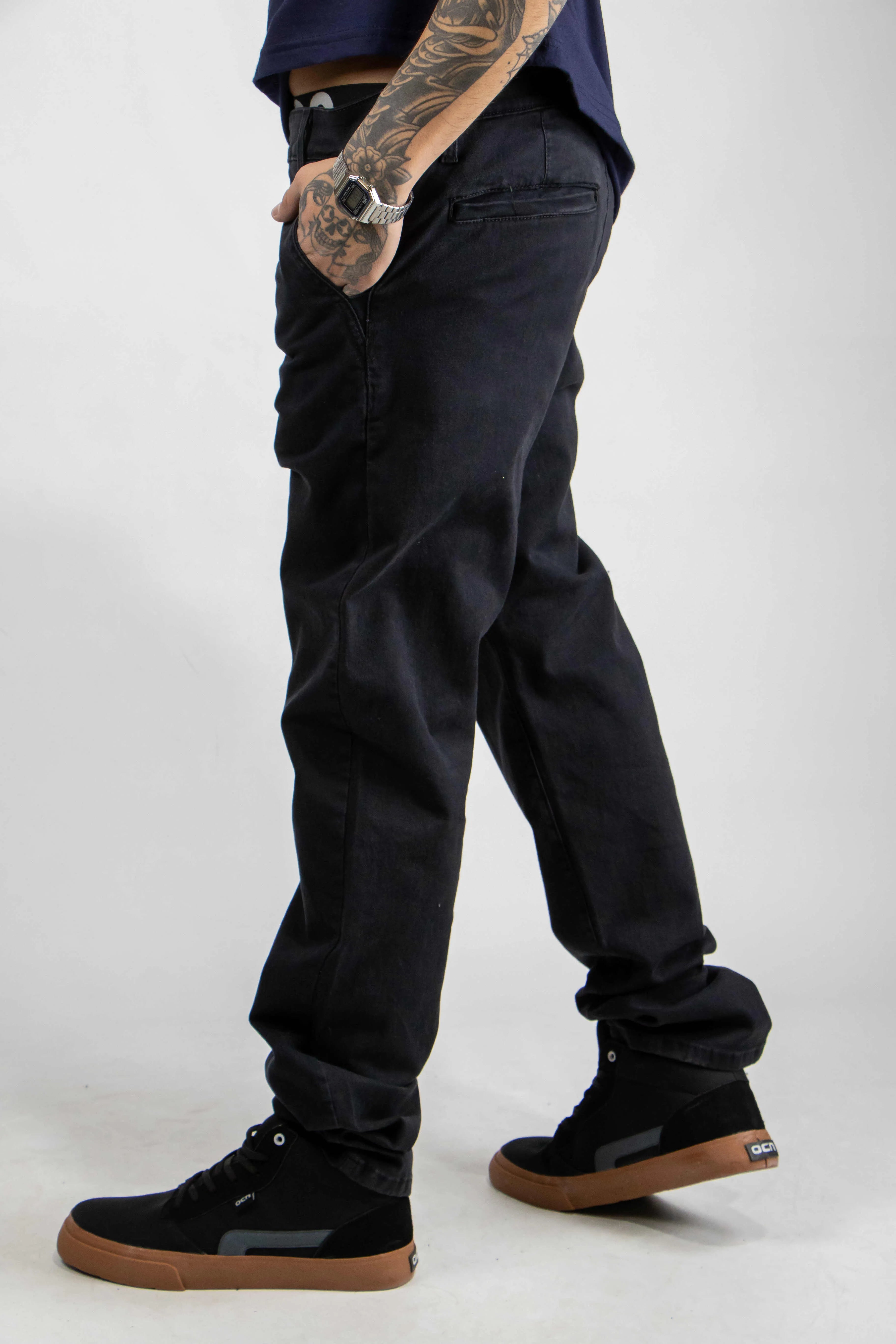 Ocn H Men's Classic Black Chino Pants - Comfortable & Stylish for Casual Wear, Office & Outdoor Activities