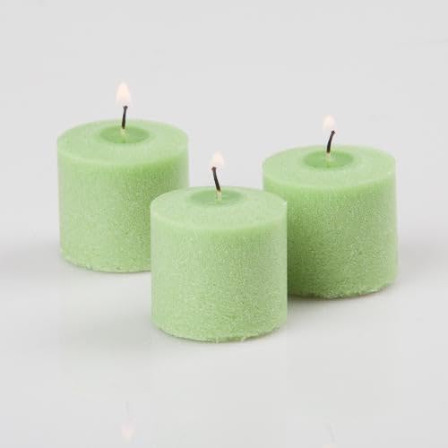 144 Richland Unscented Green Votive Candles & 144 Eastland Frosted Glass Votive Holders Set - Perfect for Weddings, Parties, Home Decor, and Romantic Ambiance