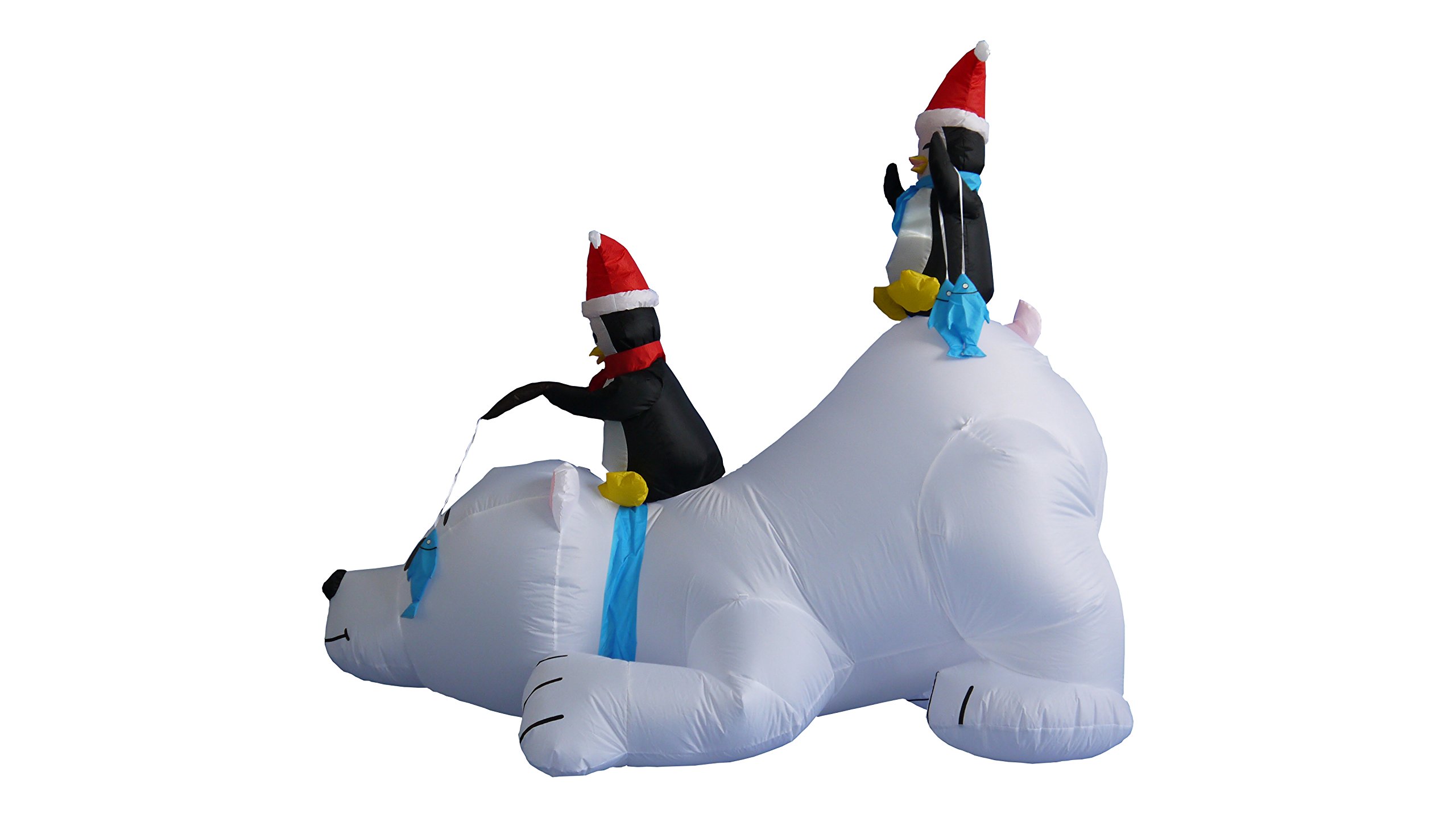 5ft & 6ft Christmas Inflatable Penguins Decorations Set - Family Penguin & Fishing Penguin on Polar Bear Outdoor Yard Decor for Xmas Party, Holiday Home Decoration, Winter Festival Celebration