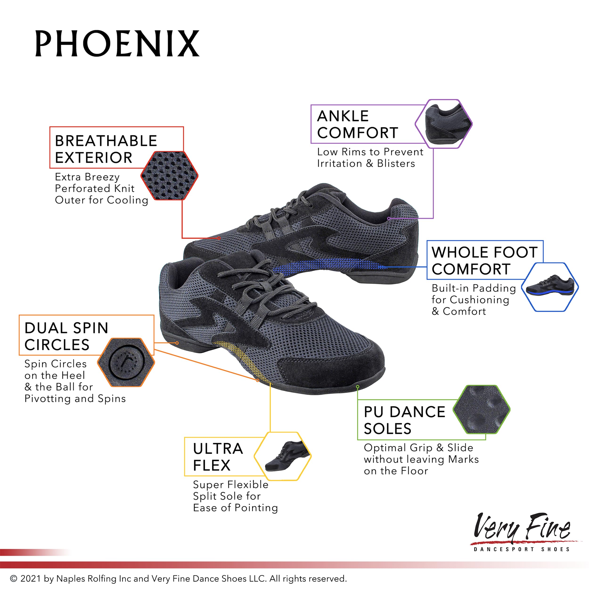Women's Phoenix Jazz Dance Sneakers - Ballroom, Latin, Street Dance Shoes for Women - Comfortable & Stylish for Practice, Performance & Exercise