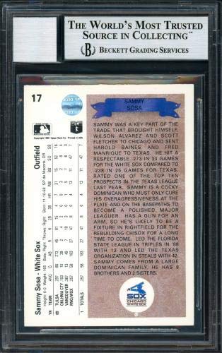 Sammy Sosa Autographed 1990 Upper Deck Rookie Card #17 Chicago White Sox Beckett BAS Grade 10 - Authentic Baseball Memorabilia for Collectors & Sports Fans - Perfect for Display, Investment & Gifting