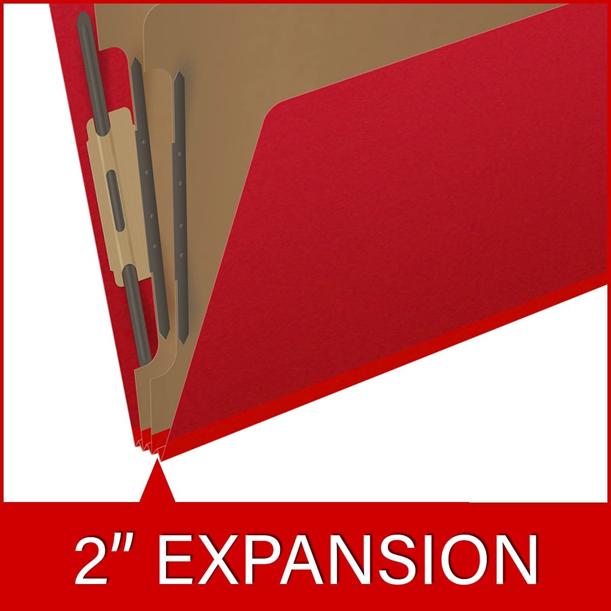 25-Point Pressboard Classification Folders with Full Cut End Tab, Letter Size, 2 Dividers - Deep Red (Box of 10) - Perfect for Office Filing, Document Organization & School Projects