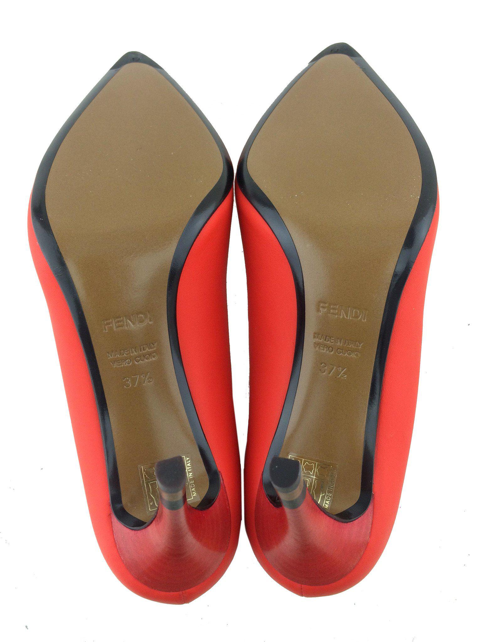 Fendi Anne Leather Pointed Toe Pumps Women's Size 7.5 US - New Designer Heels for Work, Party & Special Occasions