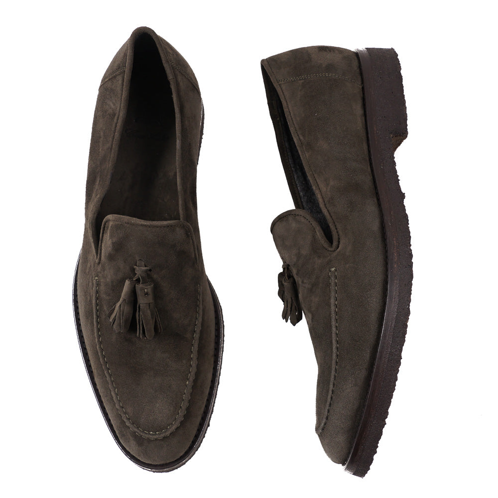 Cesare Attolini Men's Luxury Cashmere Calfskin Tassel Loafers - Italian Handmade Dress Shoes for Business, Wedding & Formal Occasions