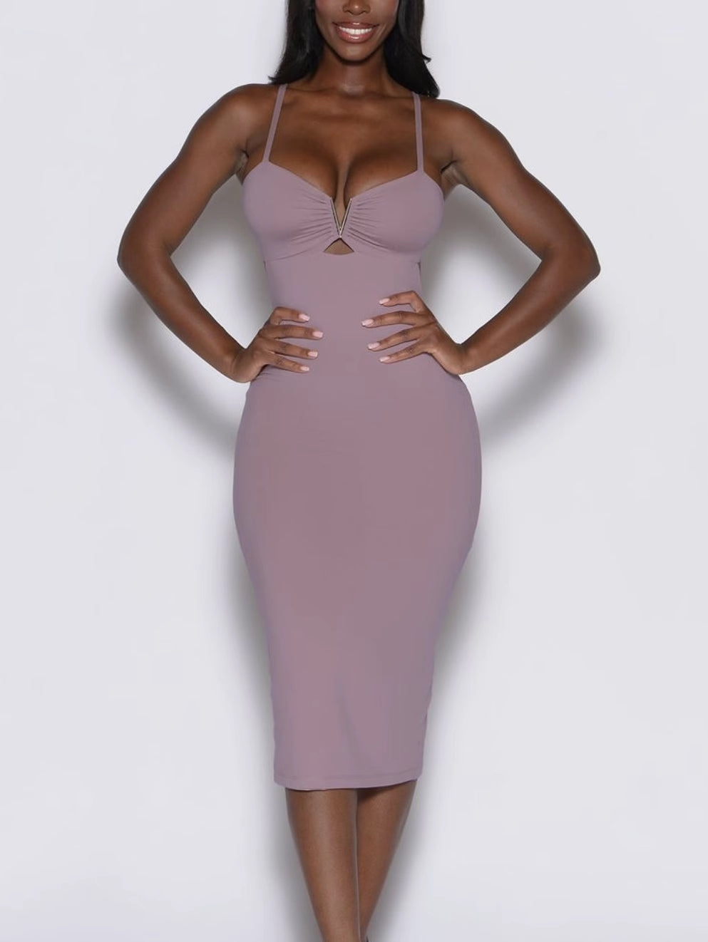 ZASUWA Women's Sexy V-Neck Cutout Backless Split Long Dress for Evening Party, Night Out, Clubwear, and Special Occasions