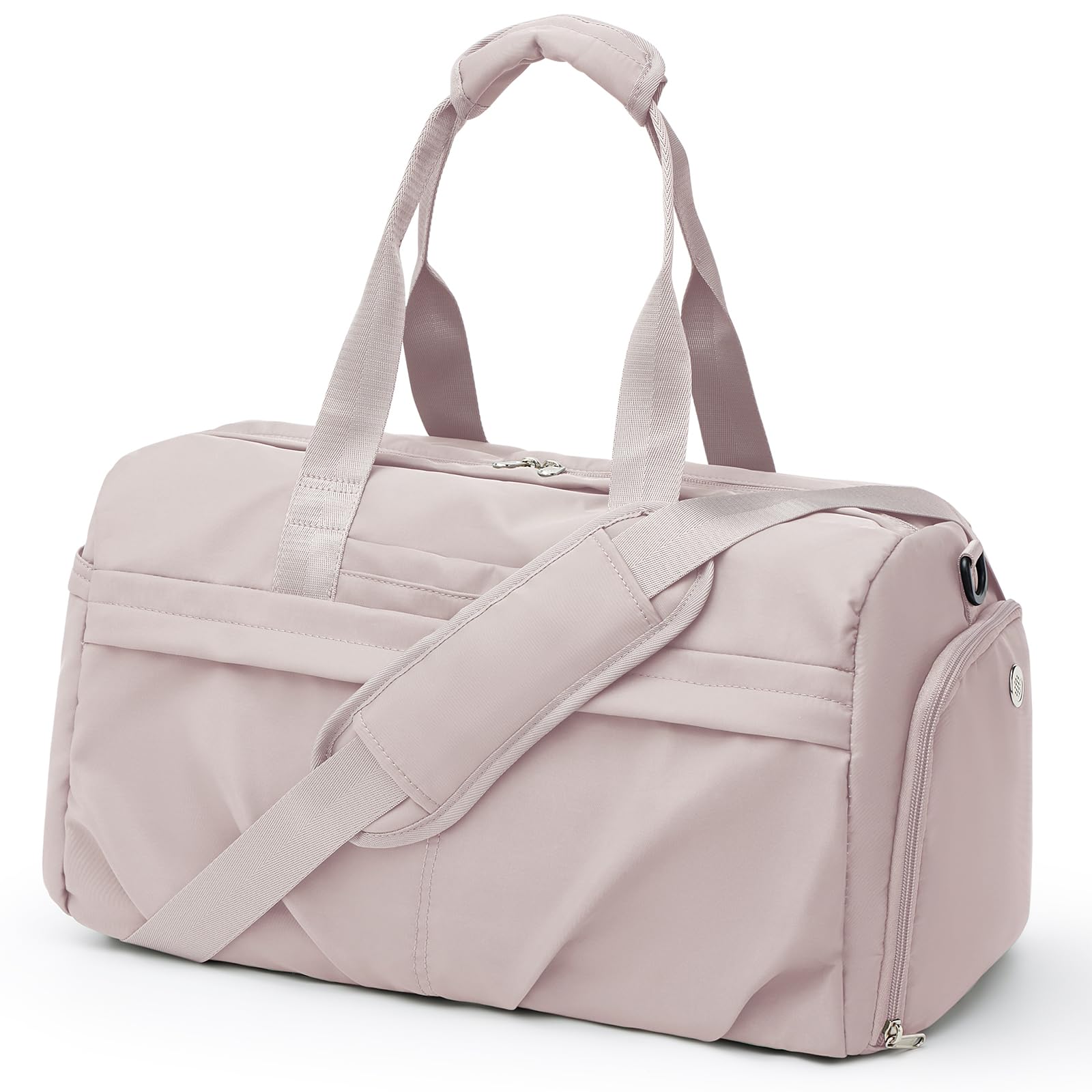 Women's Gym Duffle Bag with Shoe Compartment & Yoga Mat Holder - Light Pink Sports Workout Bag for Yoga, Fitness, Travel & Weekend Getaways