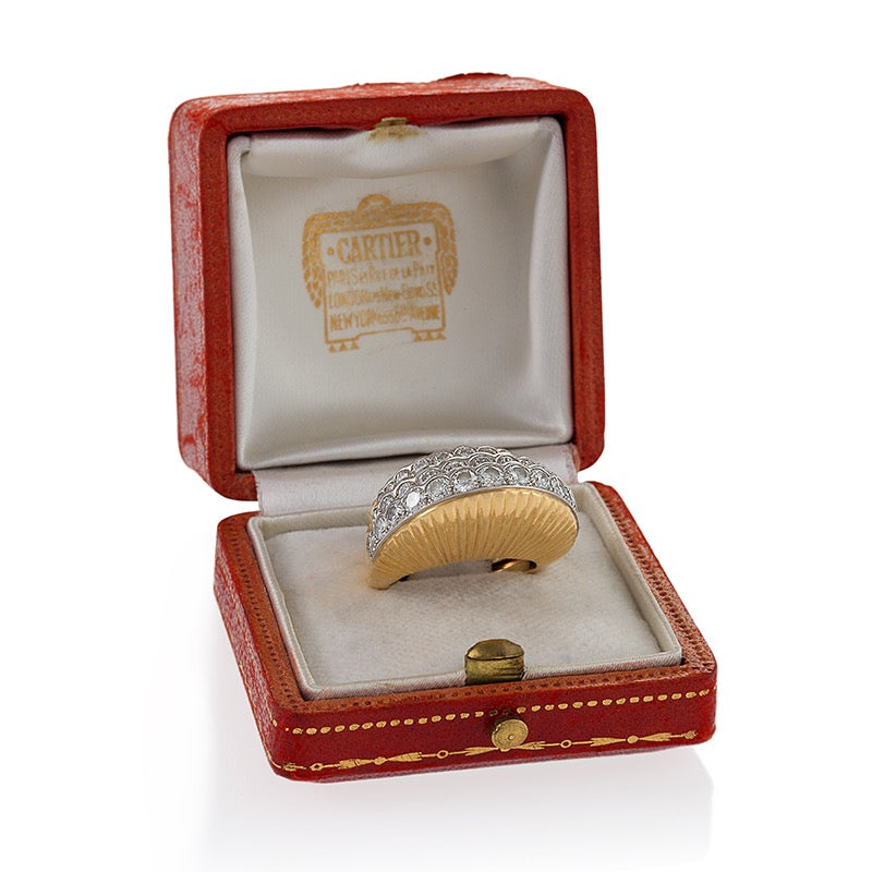Cartier Stepped 18K Gold and Diamond Ring for Women - Luxury Wedding Band, Anniversary Gift & Engagement Jewelry - Perfect for Special Occasions, Date Nights & Formal Events