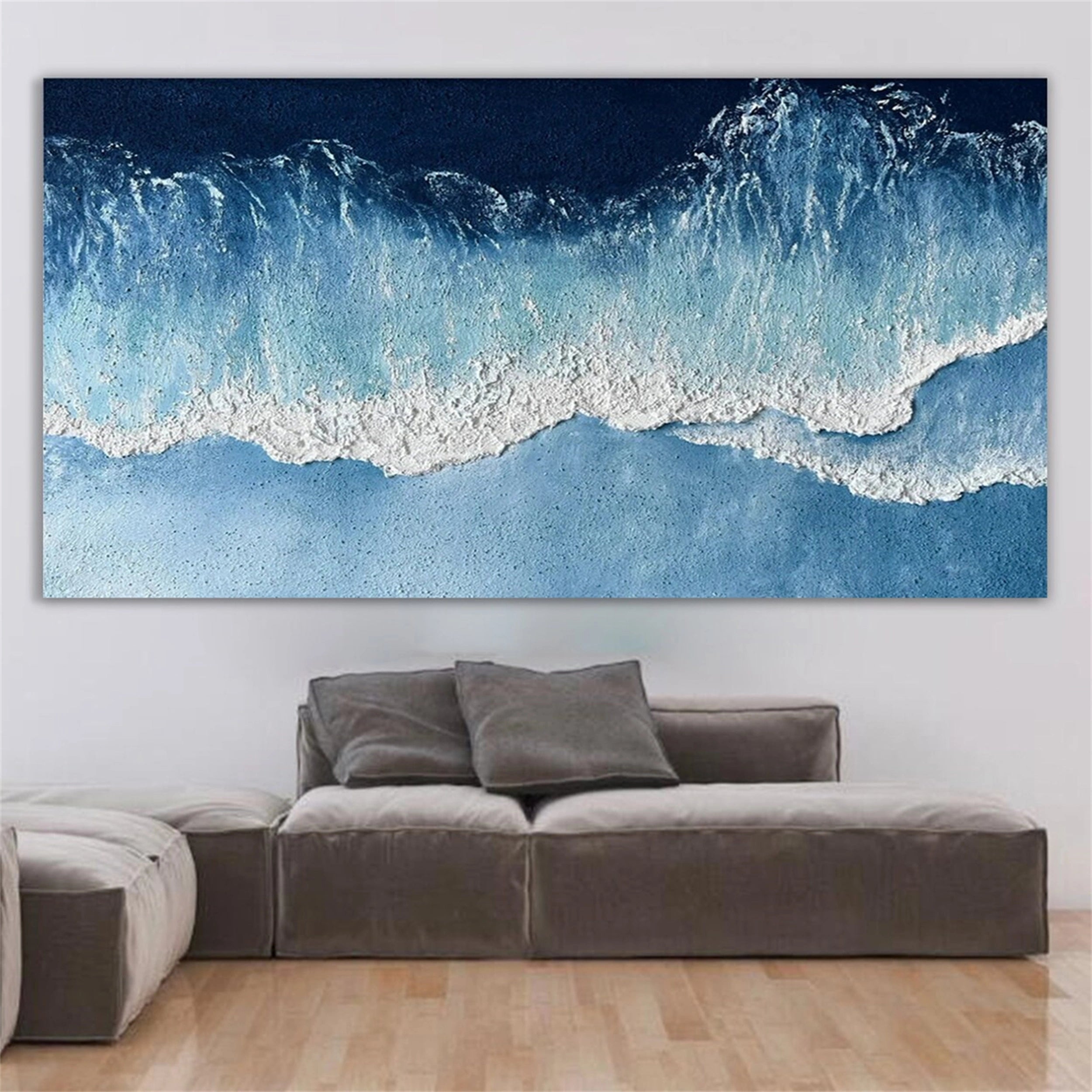Ocean and Sky Painting #OS 063 - Handmade Canvas Wall Art for Home & Office Decor - Perfect for Living Room, Bedroom, or Office Wall Decoration