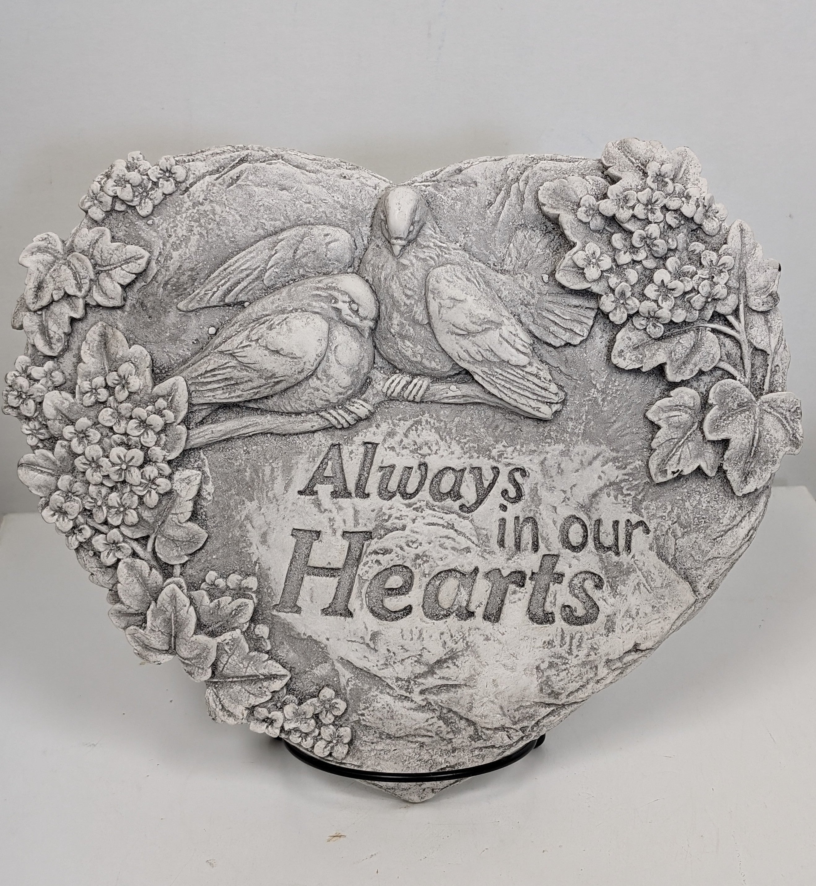 Always In Our Hearts Memorial Cement Plaque - Personalized Grave Marker for Loved Ones | Perfect for Cemeteries, Gardens & Home Memorials